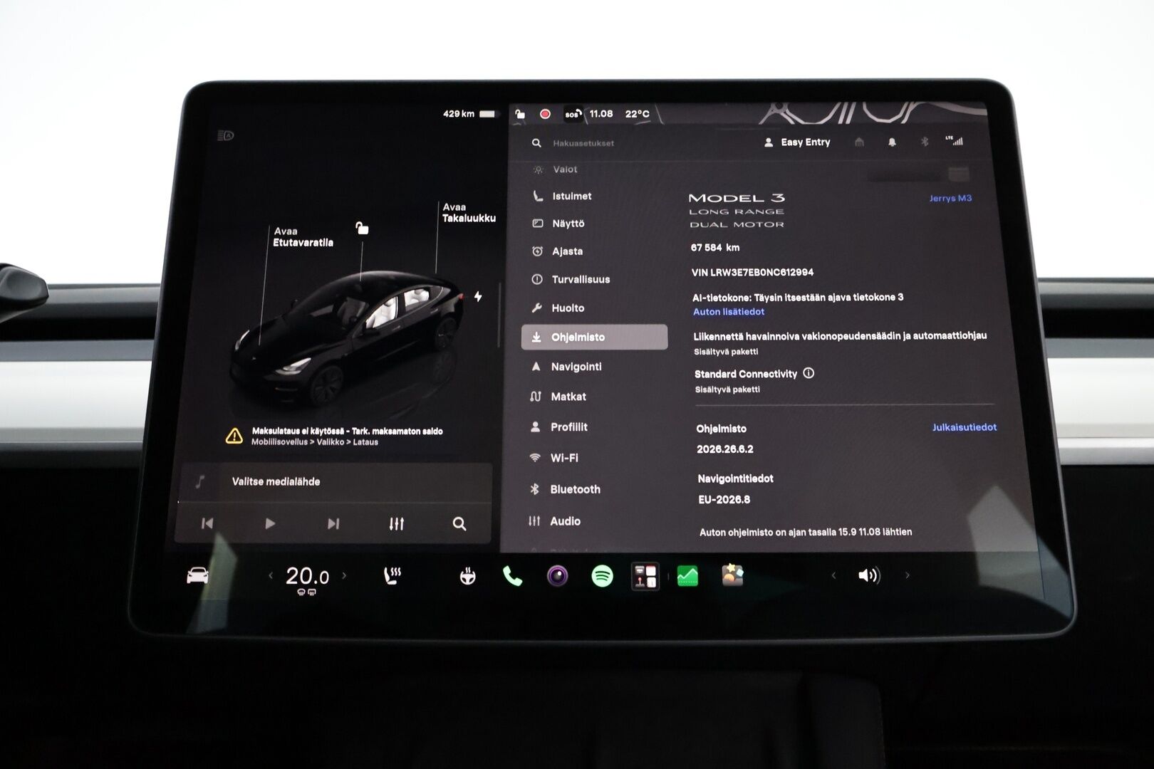Tesla Model 3 2022 Long Range AWD - Valkoiset Nahat | Premium Audio | ILP | ACC | Lasikatto | Matrix LED | Peruutuskamera | 2x Renkaat Aluvantein | Juuri tullut Tampereelle!