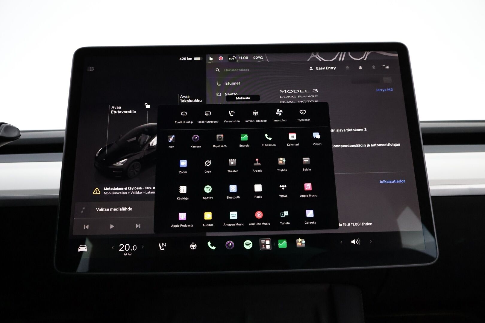 Tesla Model 3 2022 Long Range AWD - Valkoiset Nahat | Premium Audio | ILP | ACC | Lasikatto | Matrix LED | Peruutuskamera | 2x Renkaat Aluvantein | Juuri tullut Tampereelle!