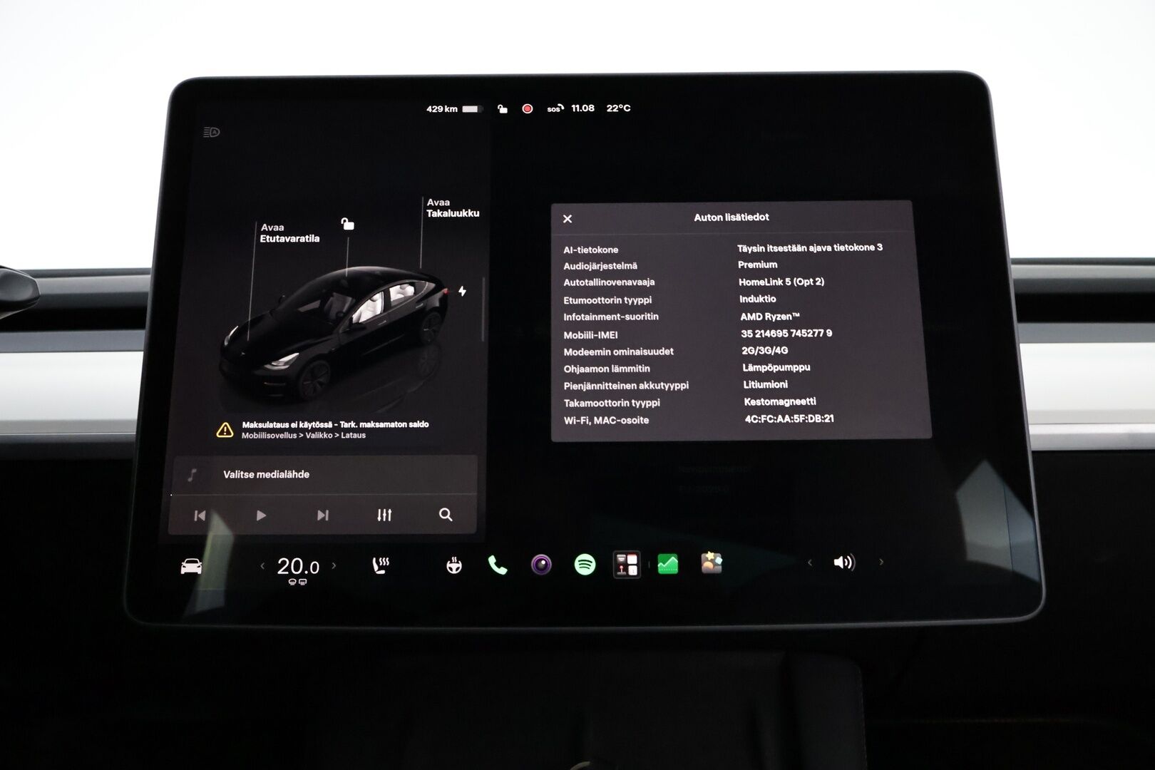 Tesla Model 3 2022 Long Range AWD - Valkoiset Nahat | Premium Audio | ILP | ACC | Lasikatto | Matrix LED | Peruutuskamera | 2x Renkaat Aluvantein | Juuri tullut Tampereelle!