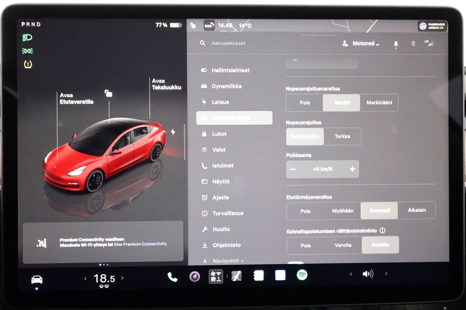 Tesla Model 3 2022 Performance - | ACC | ILP | Ryzen | Matrix-LED | Premium Audio | Lasikatto | Track Mode | Sähkönahat | Muistipenkki | Autosteer | 2x renkaat aluin | 