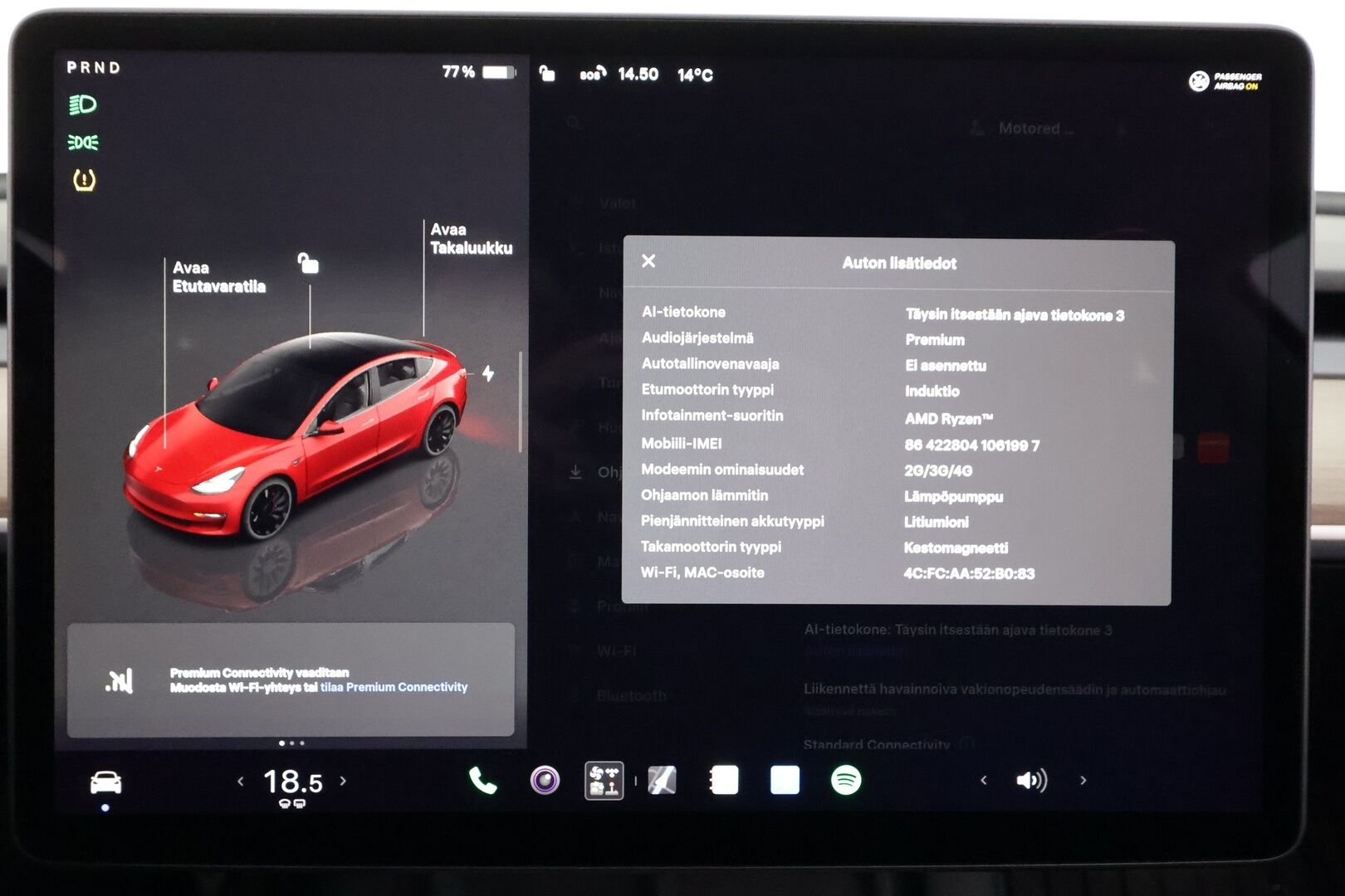 Tesla Model 3 2022 Performance - | ACC | ILP | Ryzen | Matrix-LED | Premium Audio | Lasikatto | Track Mode | Sähkönahat | Muistipenkki | Autosteer | 2x renkaat aluin | 