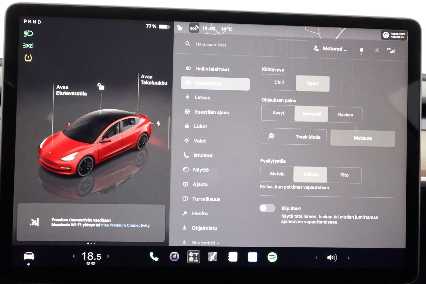 Tesla Model 3 2022 Performance - | ACC | ILP | Ryzen | Matrix-LED | Premium Audio | Lasikatto | Track Mode | Sähkönahat | Muistipenkki | Autosteer | 2x renkaat aluin | 