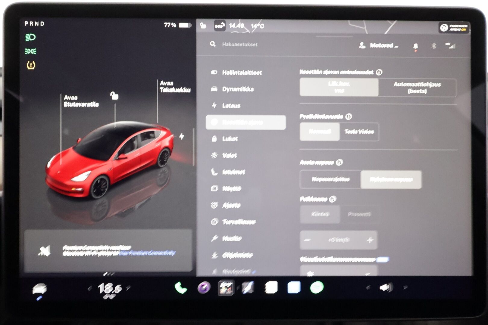 Tesla Model 3 2022 Performance - | ACC | ILP | Ryzen | Matrix-LED | Premium Audio | Lasikatto | Track Mode | Sähkönahat | Muistipenkki | Autosteer | 2x renkaat aluin | 