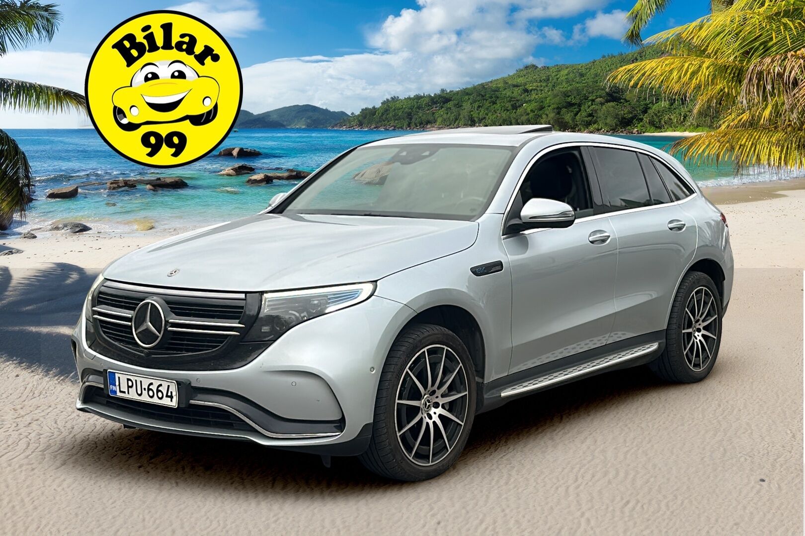Mercedes-Benz EQC 2019 400 4Matic AMG / Distronic+ / Vetokoukku / Panorama / Lämpöpumppu / Muistipenkit / HUD / IHC+ / P-Kamera - Kattoluukku / Merkkihuollettu / Keyless / Ambient / Apple&Android