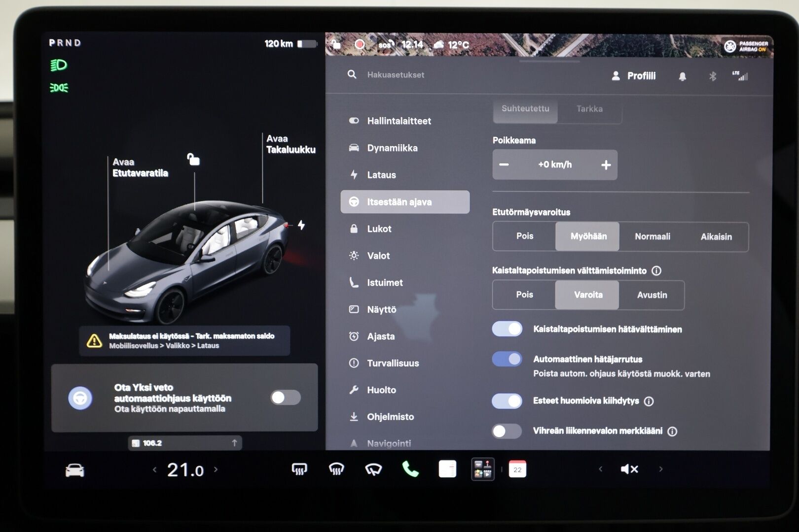 Tesla Model 3 2021 Long Range - | ACC | ILP | Koukku | Valkoiset nahat | Lasikatto | Premium Audio | Matrix-LED | Sähkönahat | Muistipenkki | P.kamera | 2x renkaat aluin | 