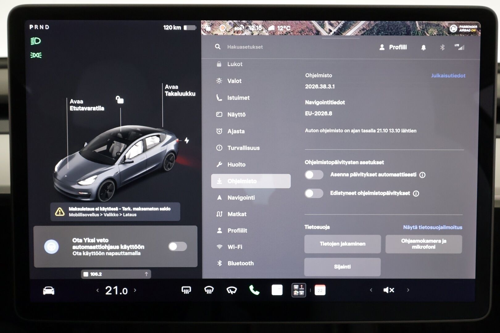 Tesla Model 3 2021 Long Range - | ACC | ILP | Koukku | Valkoiset nahat | Lasikatto | Premium Audio | Matrix-LED | Sähkönahat | Muistipenkki | P.kamera | 2x renkaat aluin | 