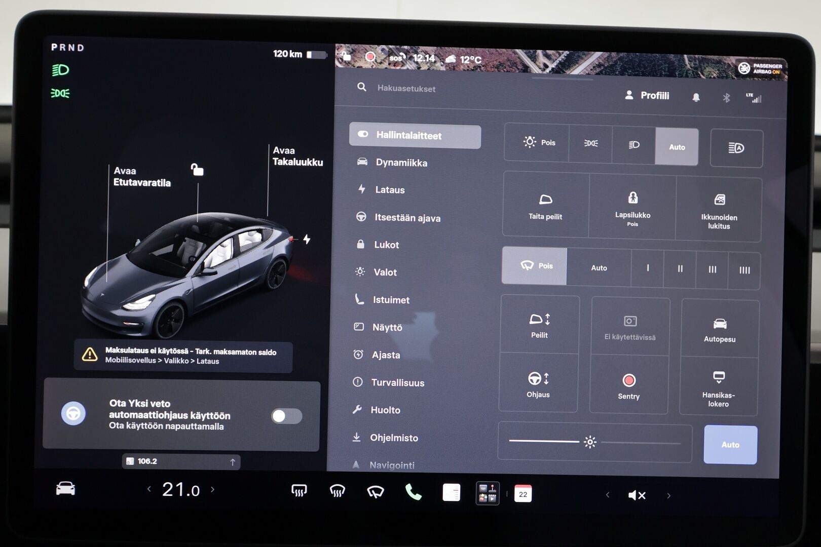 Tesla Model 3 2021 Long Range - | ACC | ILP | Koukku | Valkoiset nahat | Lasikatto | Premium Audio | Matrix-LED | Sähkönahat | Muistipenkki | P.kamera | 2x renkaat aluin | 