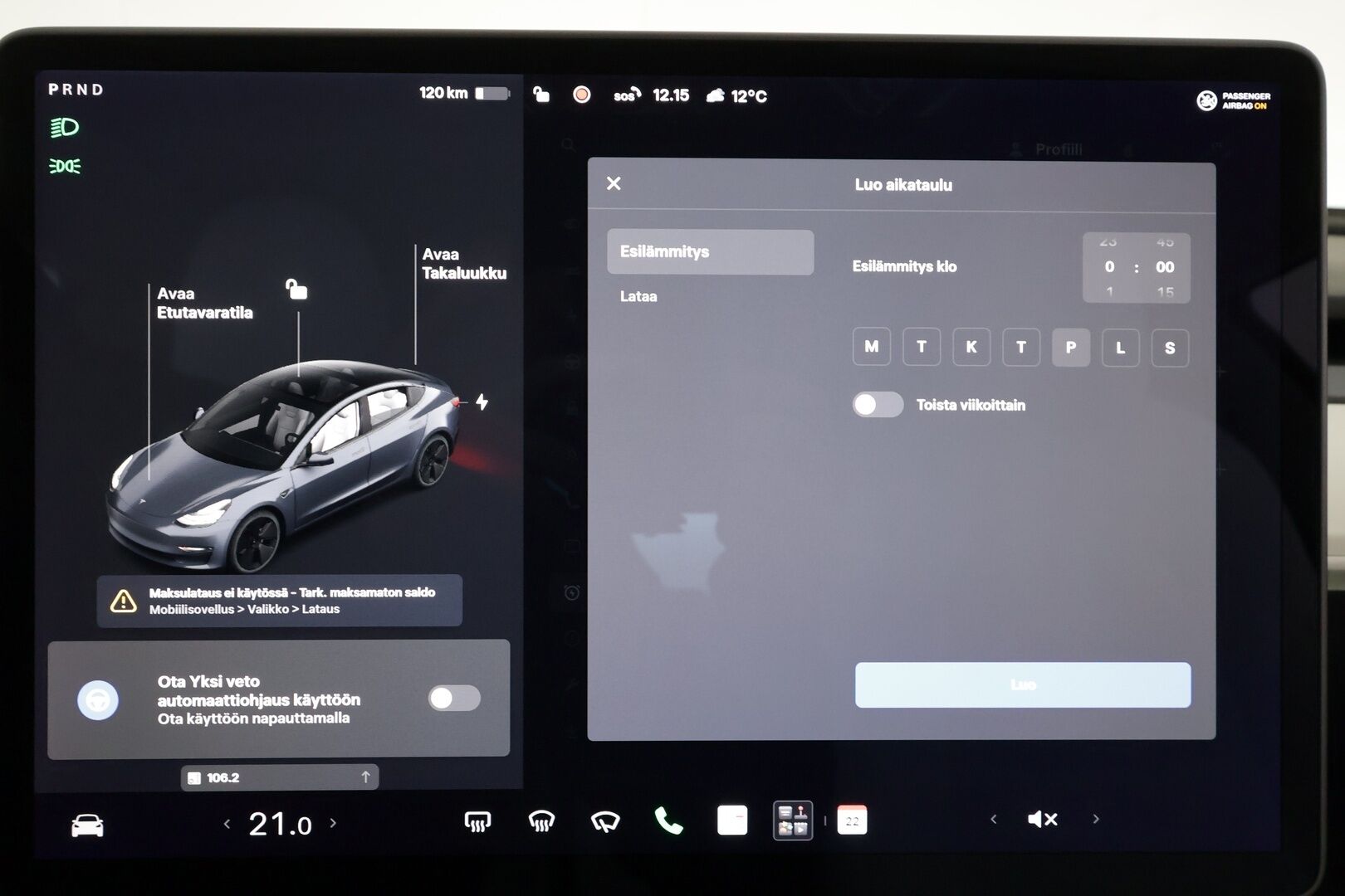 Tesla Model 3 2021 Long Range - | ACC | ILP | Koukku | Valkoiset nahat | Lasikatto | Premium Audio | Matrix-LED | Sähkönahat | Muistipenkki | P.kamera | 2x renkaat aluin | 