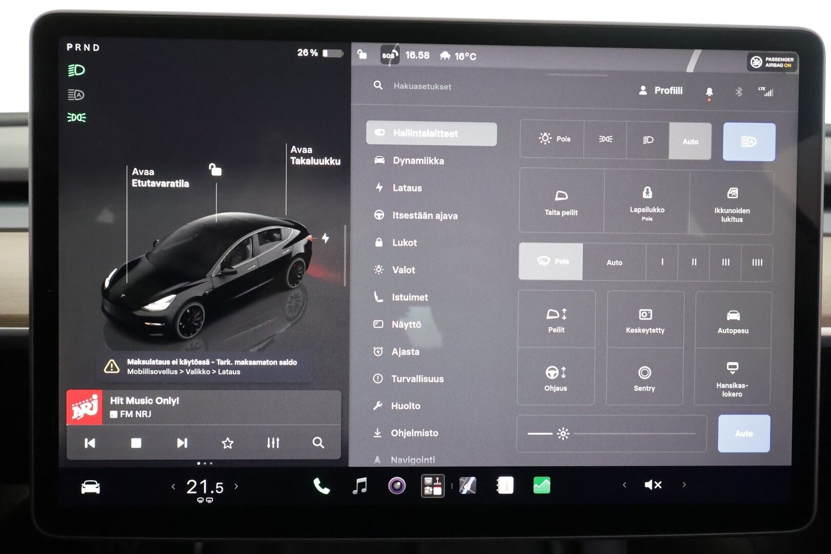 Tesla Model 3 2022 Performance - | ACC | ILP | Matrix-LED | Premium Audio | Ryzen | P.kamera ja tutkat | Muistipenkki | Lasikatto | Nahkasisusta | Autosteer | 2x renkaat aluin | 