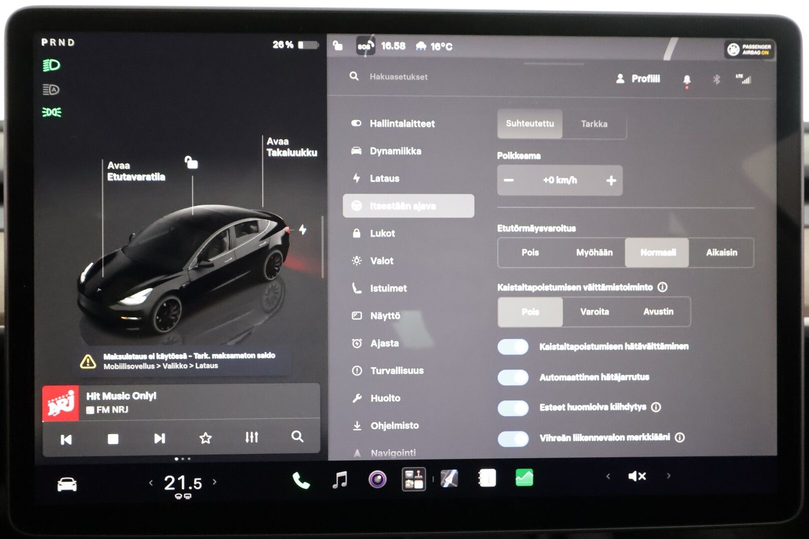 Tesla Model 3 2022 Performance - | ACC | ILP | Matrix-LED | Premium Audio | Ryzen | P.kamera ja tutkat | Muistipenkki | Lasikatto | Nahkasisusta | Autosteer | 2x renkaat aluin | 