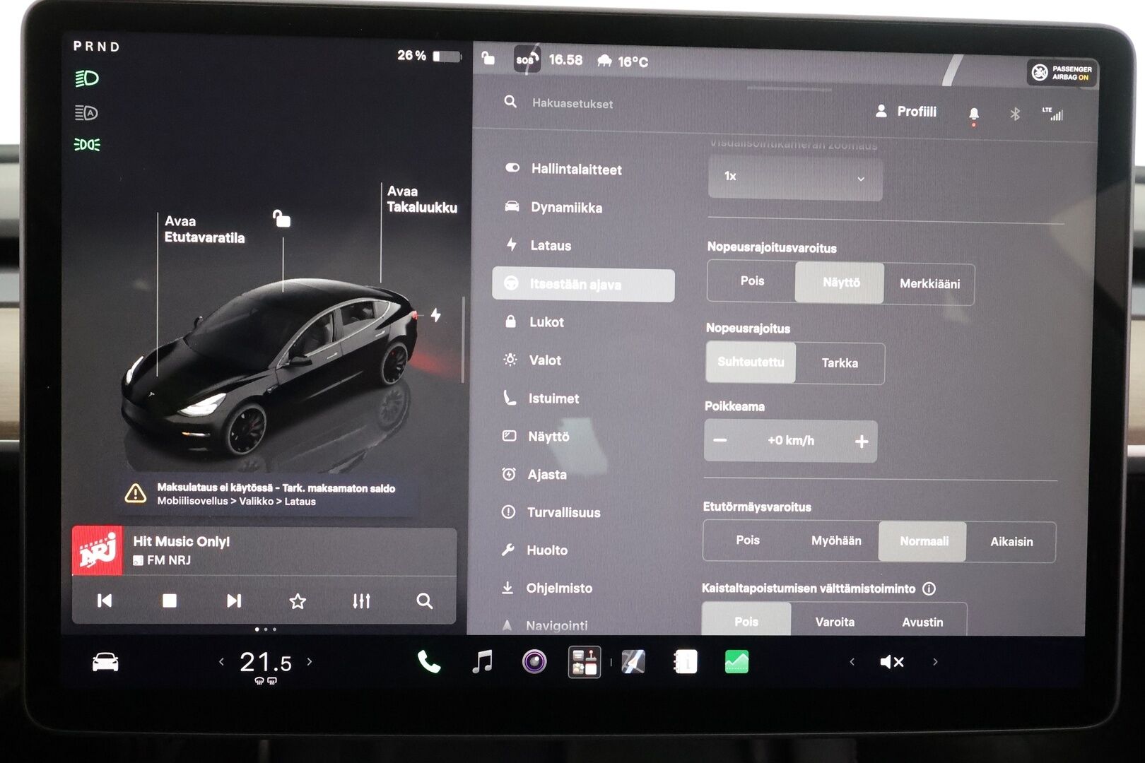 Tesla Model 3 2022 Performance - | ACC | ILP | Matrix-LED | Premium Audio | Ryzen | P.kamera ja tutkat | Muistipenkki | Lasikatto | Nahkasisusta | Autosteer | 2x renkaat aluin | 