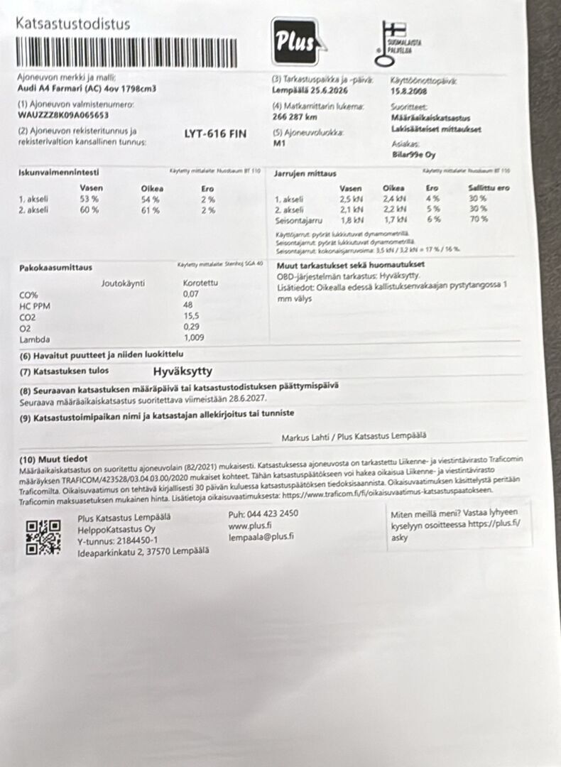 Audi A4 2008 YritysOutlet - Myydään vain yrityksille -  25.6 Katsastettu! | Jakoketju vaihdettu | Lohko+sisä | Suomi-auto | Kahdet hyvät renkaat alumiinivanteilla