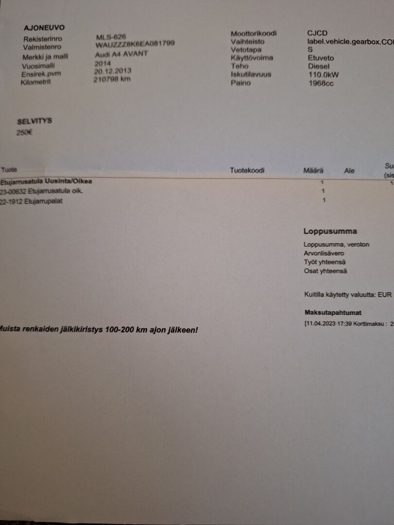 Audi A4 2014 Avant Business 2,0 TDI 110 kW multitronic - YritysOutlet - Myydään vain yrityksille* - - YritysOutlet - Myydään vain yrityksille*