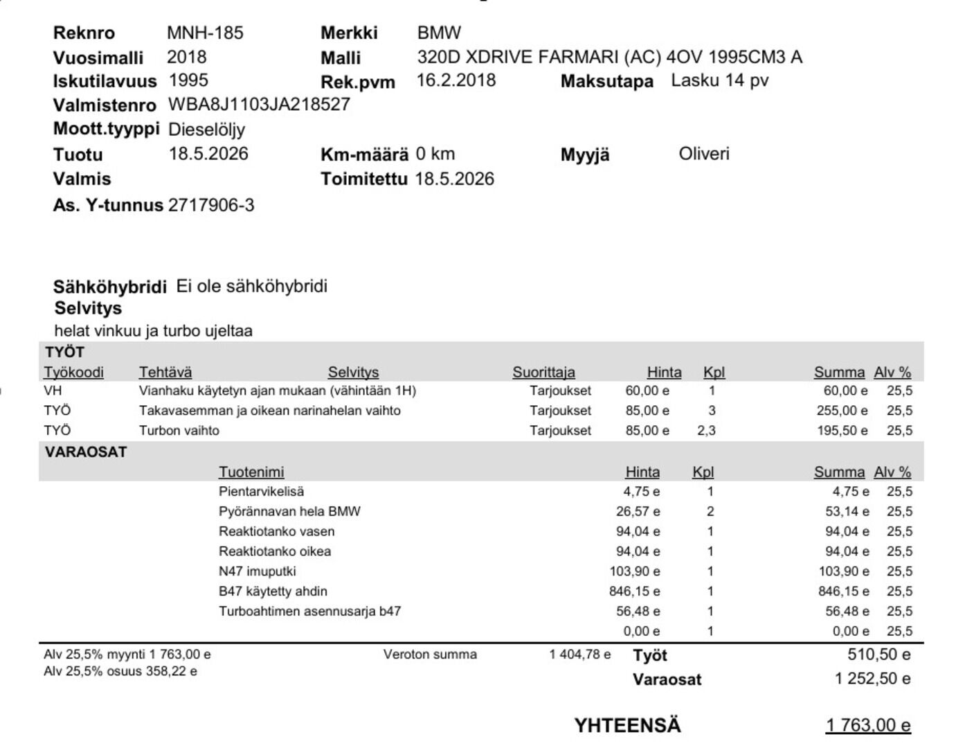BMW 320 2018 F31 Touring 320d A xDrive Business Exclusive *Myydään Huutokaupat.com* - *Myydään Huutokaupat.com*