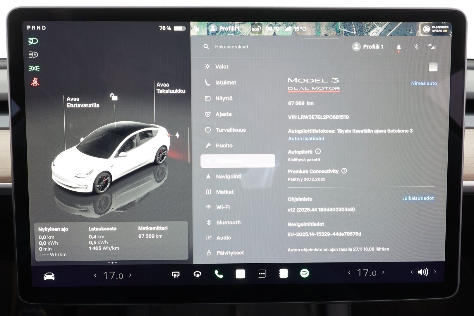 Tesla Model 3 2023 Performance * Lasikatto / ILP / ACC / Matrix-LED / P.Kamera / Muistipenkki / Premium Audio / Navi / Kaistavahti * - 1-om Suomi-auto / 2x vanteet / Akku kuntotarkastettu 