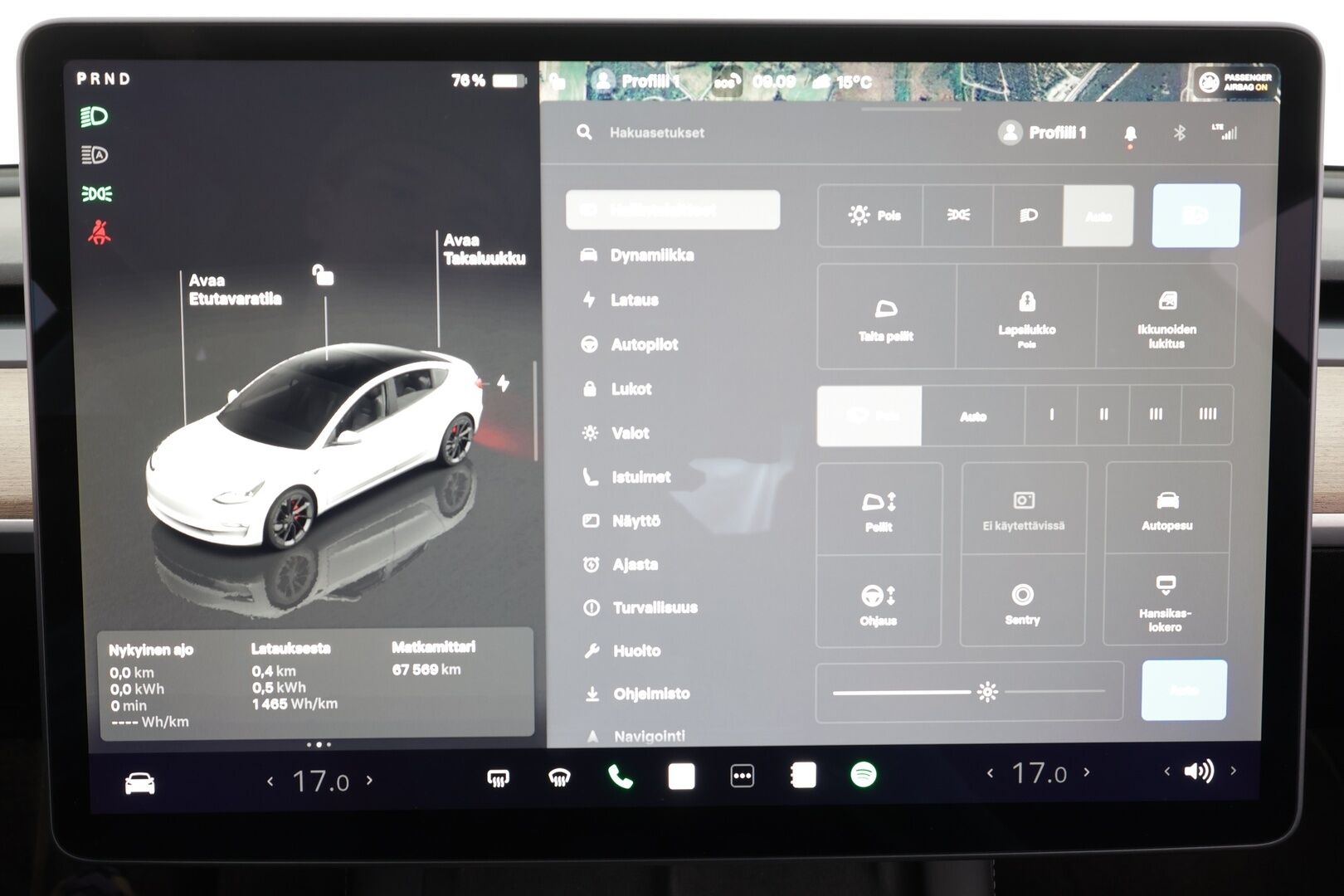 Tesla Model 3 2023 Performance * Lasikatto / ILP / ACC / Matrix-LED / P.Kamera / Muistipenkki / Premium Audio / Navi / Kaistavahti * - 1-om Suomi-auto / 2x vanteet / Akku kuntotarkastettu 