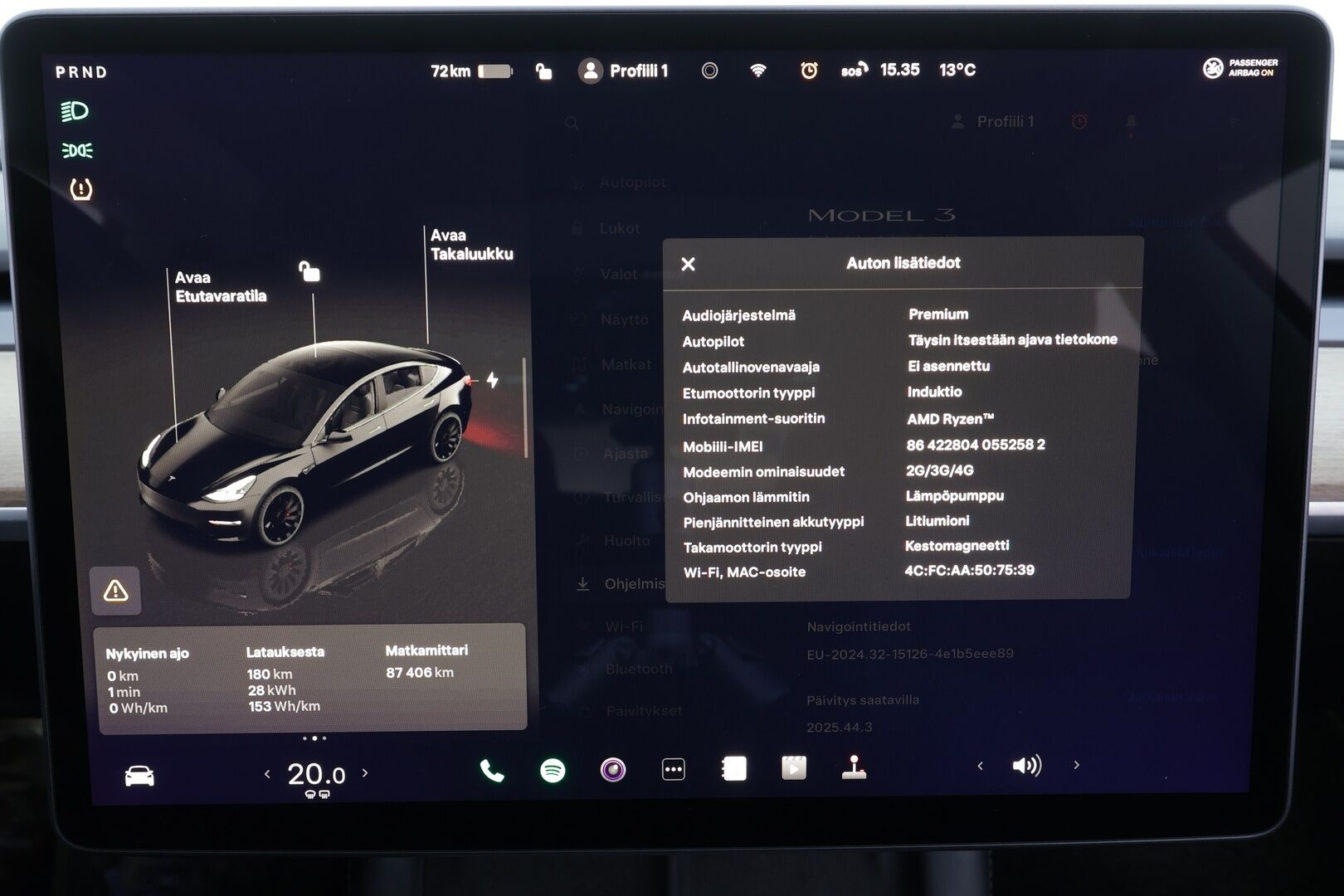 Tesla Model 3 2022 Performance * P.kamera / Premium Audio / Lasikatto / Nahat / Matrix LED / Navi / ILP * - Akku kuntotarkastettu - HULLU BLACKWEEK KORKOTARJOUS 2,49%