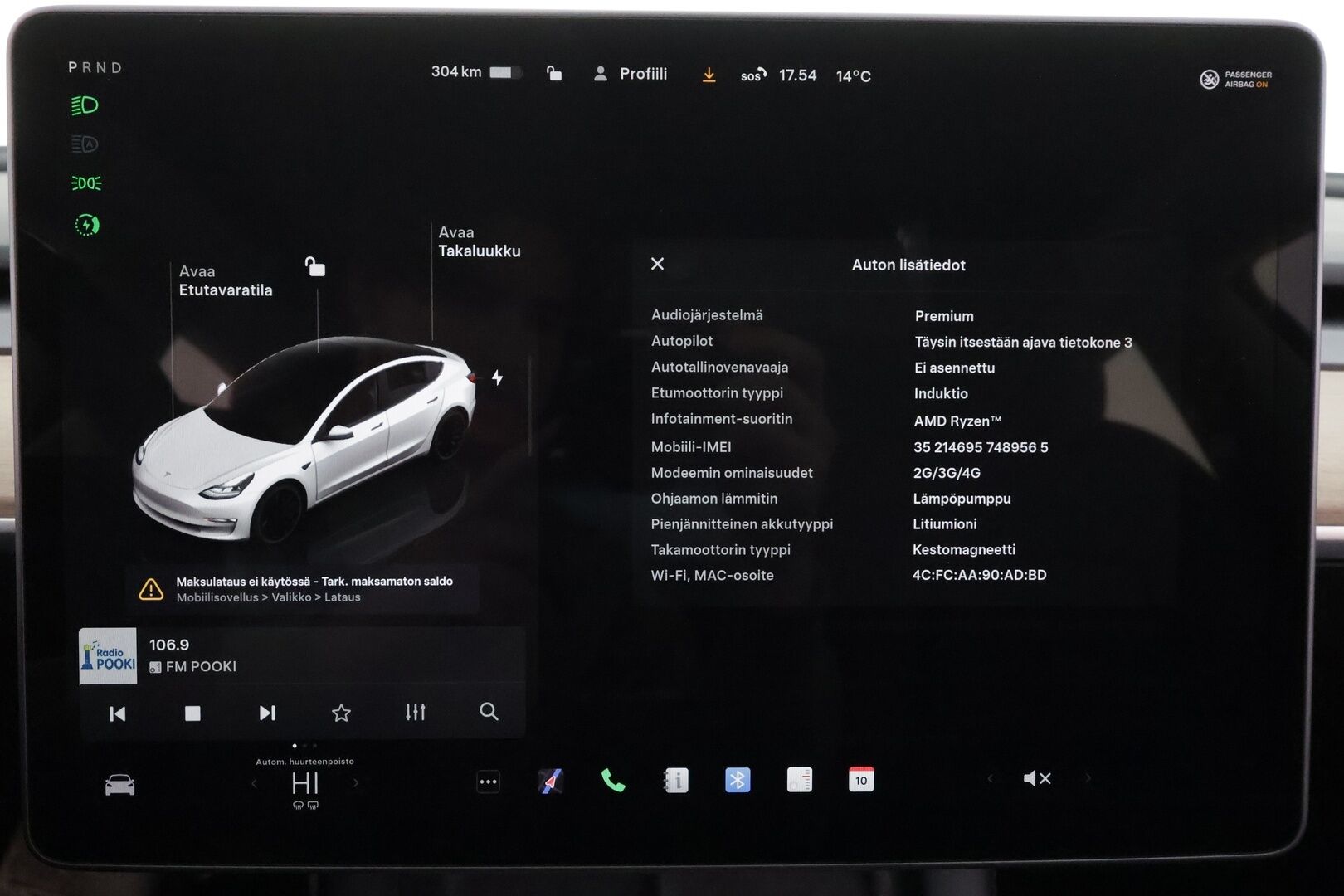 Tesla Model 3 2022 Long Range * Lasikatto / ILP / ACC / Matrix-LED / P.kamera / Muistipenkki / Premium Audio / Navi / Kaistavahti * - 2x Latauskaapelit - HULLUT BLACKWEEK JATKOT - KORKOTARJOUS 2,49%
