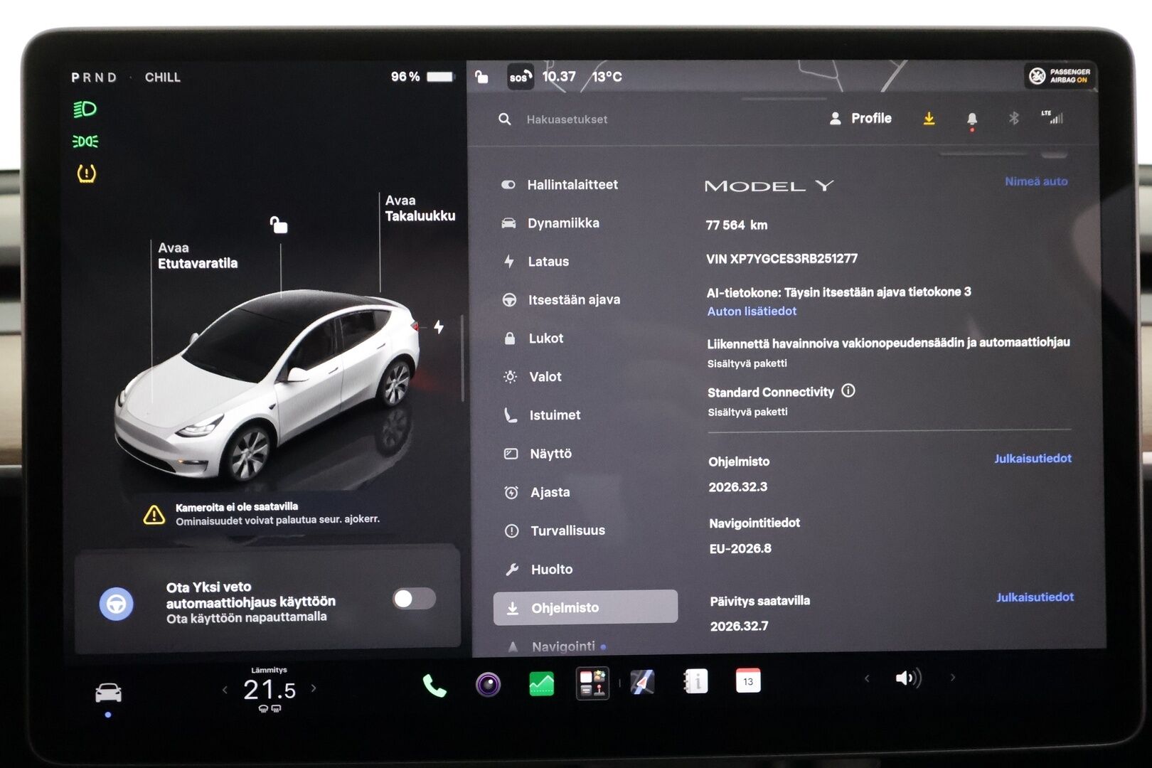 Tesla Model Y 2024 RWD - | ACC | ILP | Koukku | Ryzen | Matrix-LED | Premium Audio | Lasikatto | Sähkönahat | Muistipenkki | P.kamera | 2x renkaat aluin | 1-om suomiauto | 