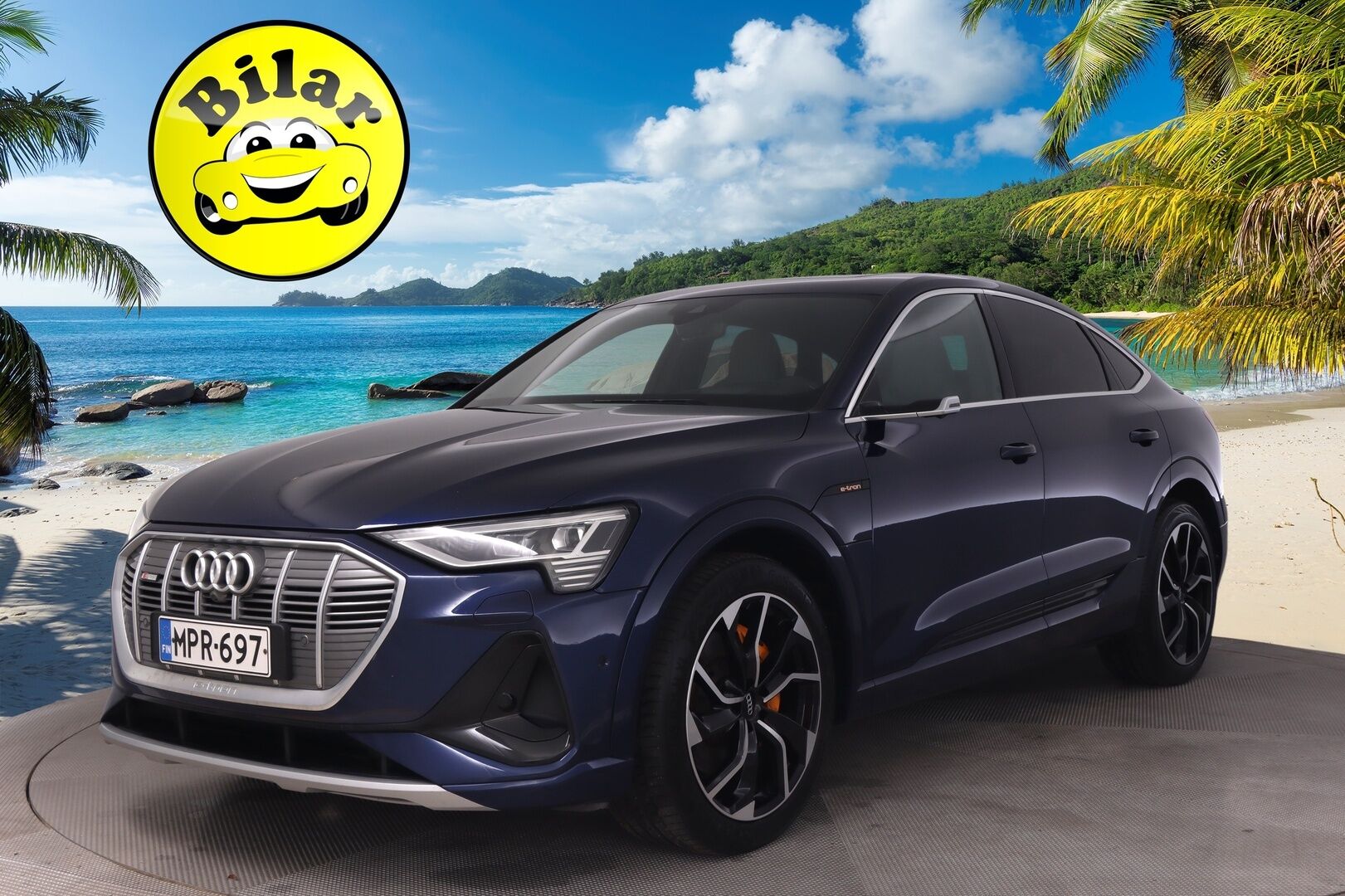 Audi e-tron 2020 Sportback S line 50 quattro - ACC | Matrix LED | HUD | Panorama | Navarra Blue | Bang&Olufsen | Timanttitikatut Nahkaistuimet | S-Line | 360 | Vetokoukku | Virtuaaliset ulkopeilit | SoH 92,7% | 2x renkaat&aluvantein