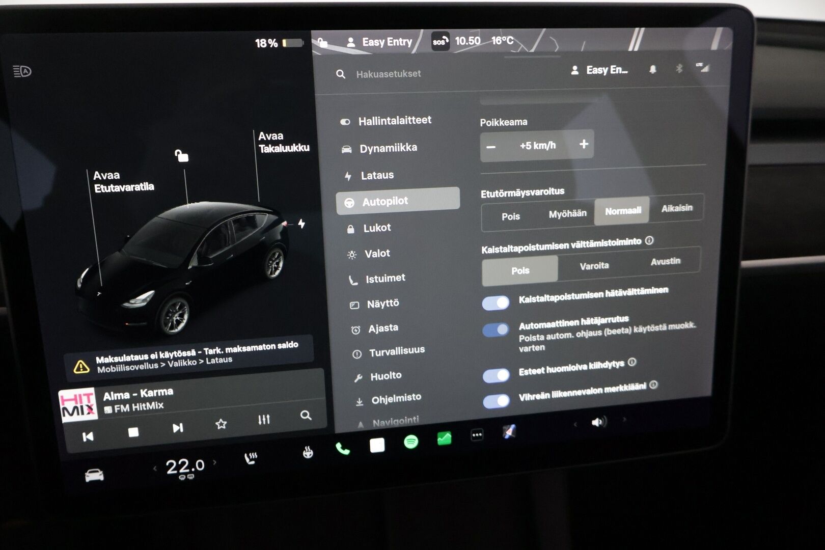 Tesla Model Y 2021 Long Range AWD ** Juuri tullut! / EAP / 2x Tesla vanteet / Vetokoukku / Premium Sound / Upea kokonaisuus! / ACC ** - Akkutestattu, puhtaalla CarVertical raportilla, vetokoukulla, siistillä yksityiskohdilla sekä kaksilla hyvillä renkailla missä Teslan omat aluvanteet!