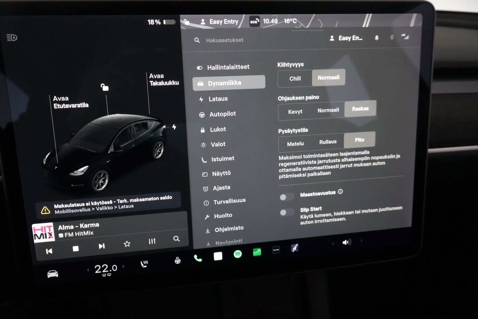 Tesla Model Y 2021 Long Range AWD ** Juuri tullut! / EAP / 2x Tesla vanteet / Vetokoukku / Premium Sound / Upea kokonaisuus! / ACC ** - Akkutestattu, puhtaalla CarVertical raportilla, vetokoukulla, siistillä yksityiskohdilla sekä kaksilla hyvillä renkailla missä Teslan omat aluvanteet!