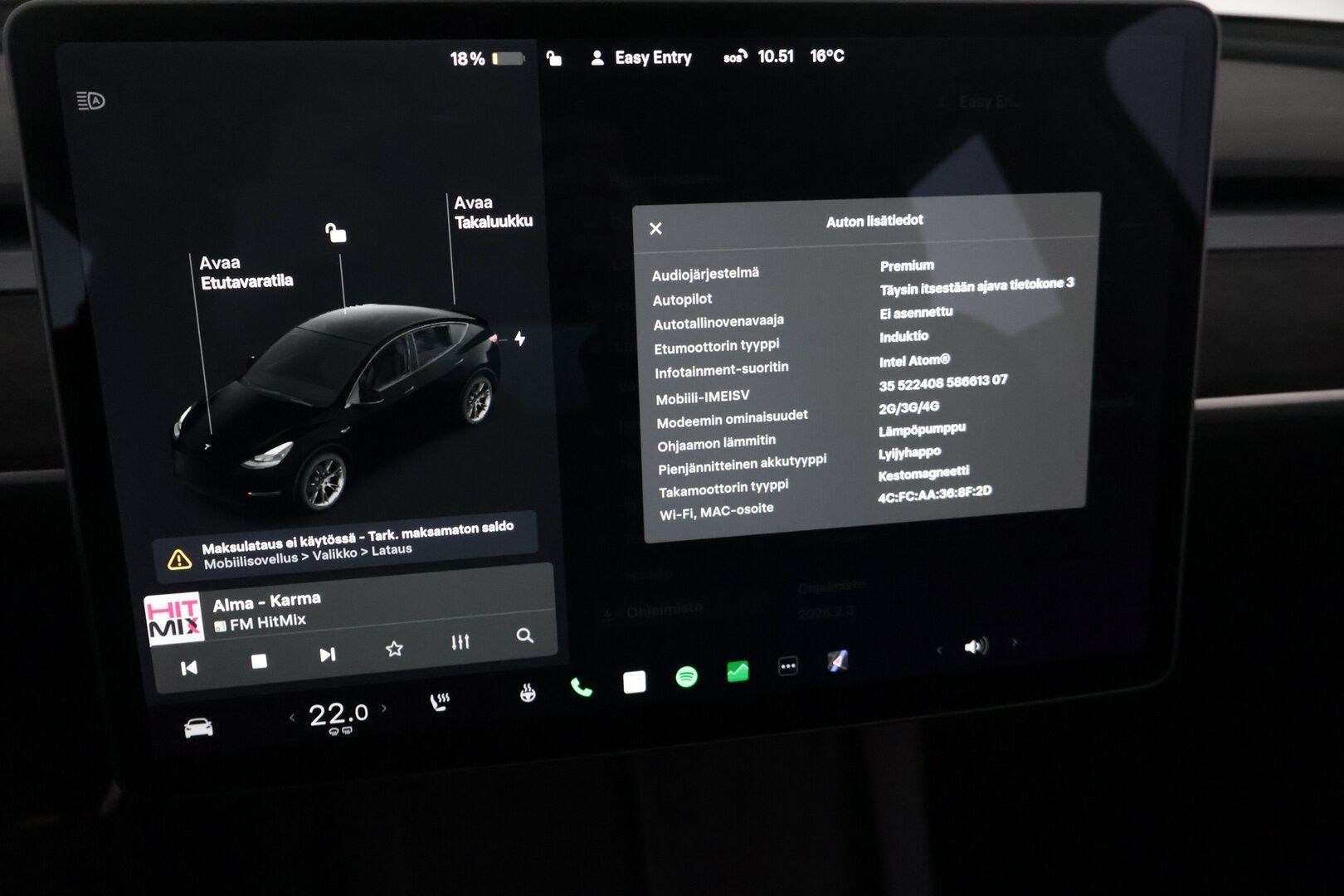 Tesla Model Y 2021 Long Range AWD ** Juuri tullut! / EAP / 2x Tesla vanteet / Vetokoukku / Premium Sound / Upea kokonaisuus! / ACC ** - Akkutestattu, puhtaalla CarVertical raportilla, vetokoukulla, siistillä yksityiskohdilla sekä kaksilla hyvillä renkailla missä Teslan omat aluvanteet!
