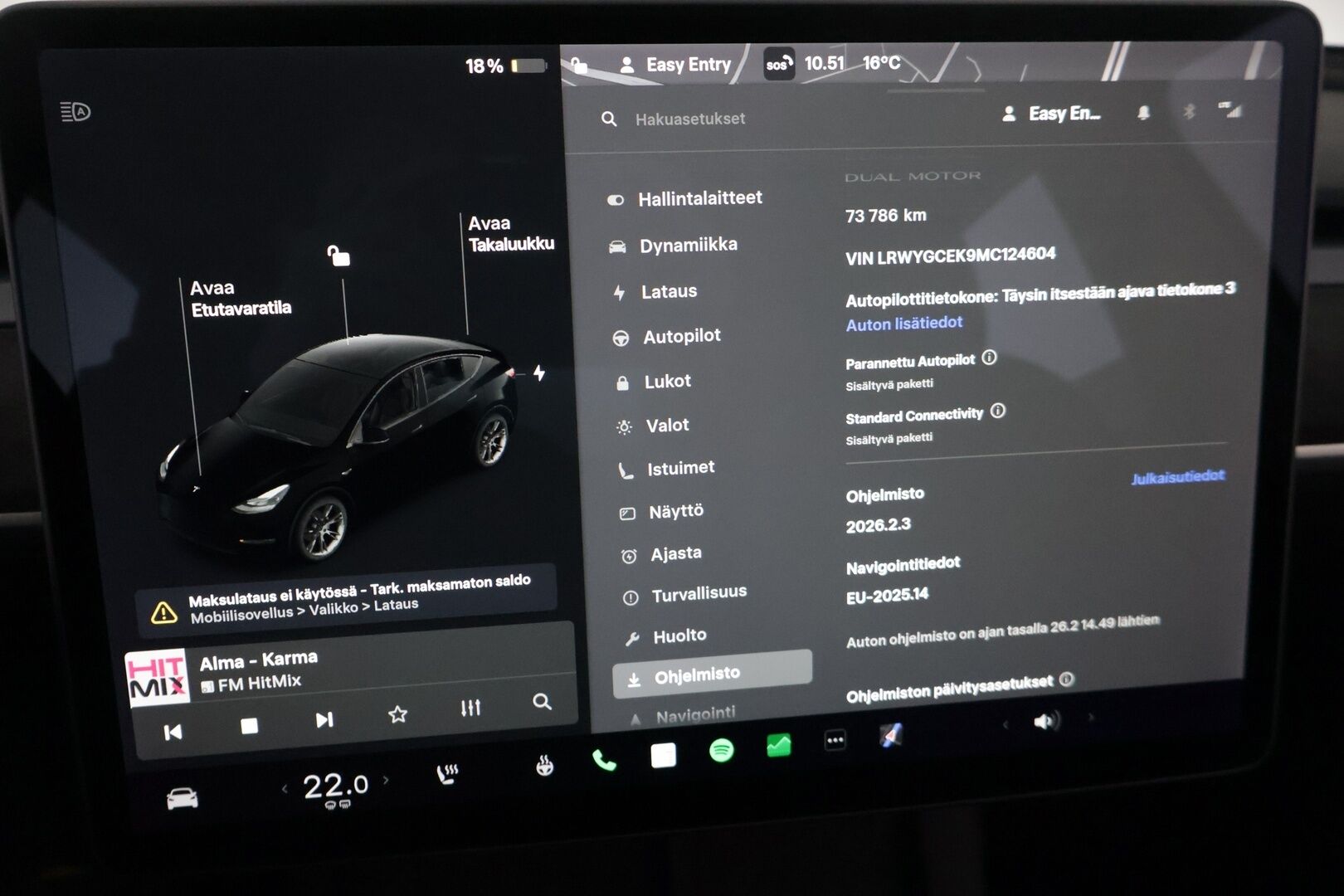Tesla Model Y 2021 Long Range AWD ** Juuri tullut! / EAP / 2x Tesla vanteet / Vetokoukku / Premium Sound / Upea kokonaisuus! / ACC ** - Akkutestattu, puhtaalla CarVertical raportilla, vetokoukulla, siistillä yksityiskohdilla sekä kaksilla hyvillä renkailla missä Teslan omat aluvanteet!
