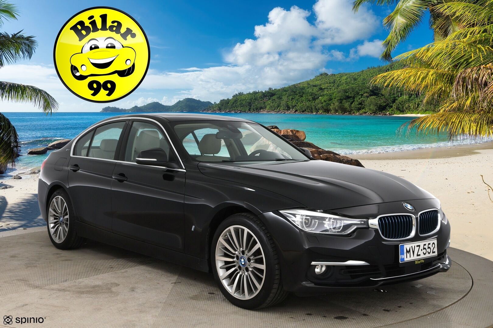 BMW 330 2017 e F30 LCI Sedan A Business Luxury /  Adapt. Vakkari / Lasikattoluukku / Vaaleat Nahat / Prof. Navi / M-Sport Ratti ** - Juuri katsastettu / Koti- ja kauppakeskuslaturi / 2x renkaat aluvanteilla