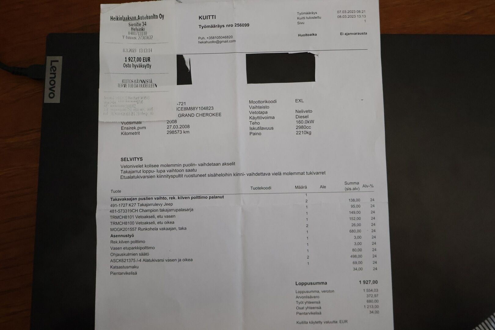 Jeep Grand Cherokee 2008 3,0 CRD A5 QT LAREDO *Myydään huutokaupat.com-sivustolla / Suomiauto / Kattavasti korjattu / Vakkari / Lohkolämmitin ** - *Isolla rahalla korjattu ja huollettu! / 3500kg vetomassa! / Kaksilla renkailla!*
