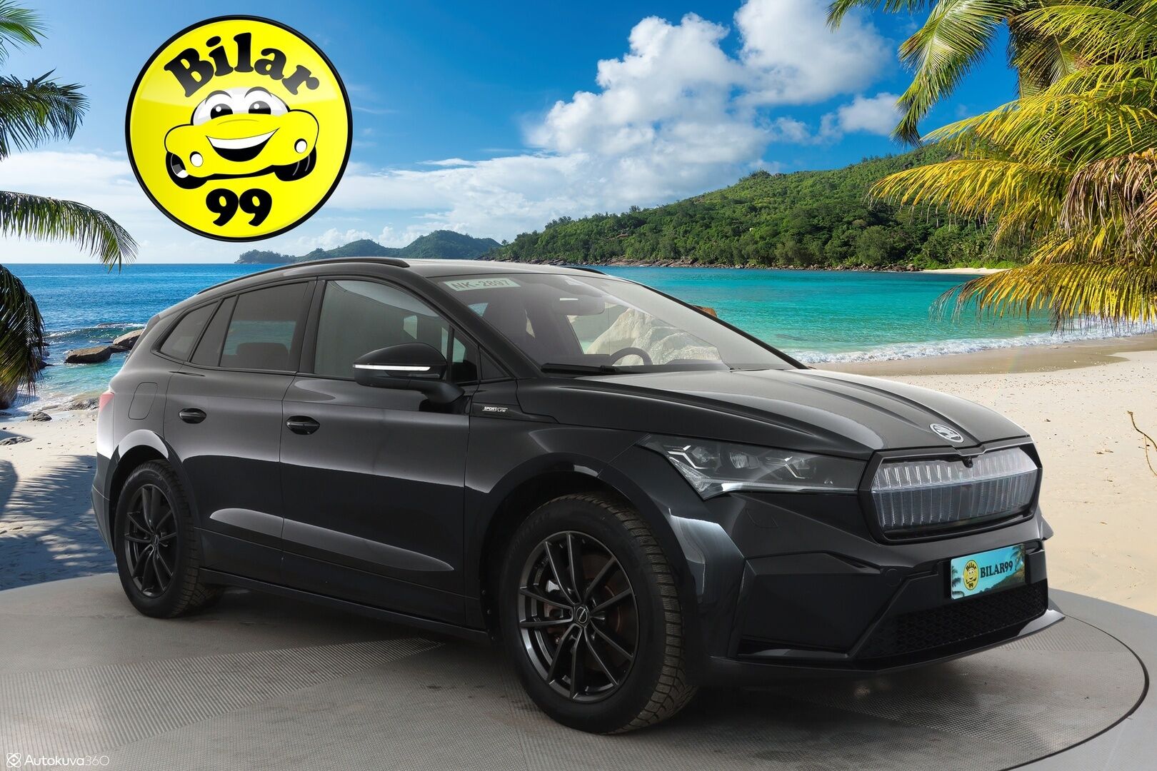 SKODA ENYAQ 2022 iV80 Sportline**Panorama / HUD / 360° Kamera / Lämpöpumppu / Matrix-LED / Muistipenkit / Navi / KeylessGO / 2x Renkaat** - 3,99 % KORKOTARJOUS TÄHÄN AUTOON - Kaistavahti / 3-Alueinen AC / Apple&Android / Kahdet renkaat