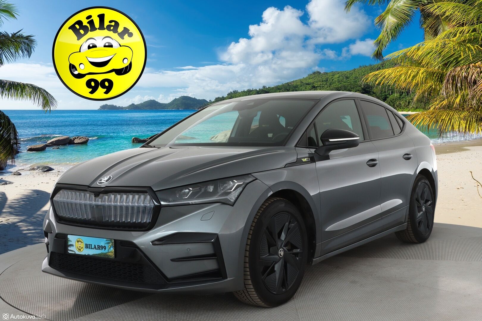 SKODA ENYAQ 2023 80 iV 4x4 RS Coupe **Lasikatto / Lämpöpumppu / Matrix-LED / Adapt.Vakkari / Muistipenkki / P. Kamera / Canton / HUD** - 3,99 % KORKOTARJOUS TÄHÄN AUTOON - Akku kuntotarkastettu / Navi /Apple&Android / Kaistavahti / Digimittaristo / KeylessGO