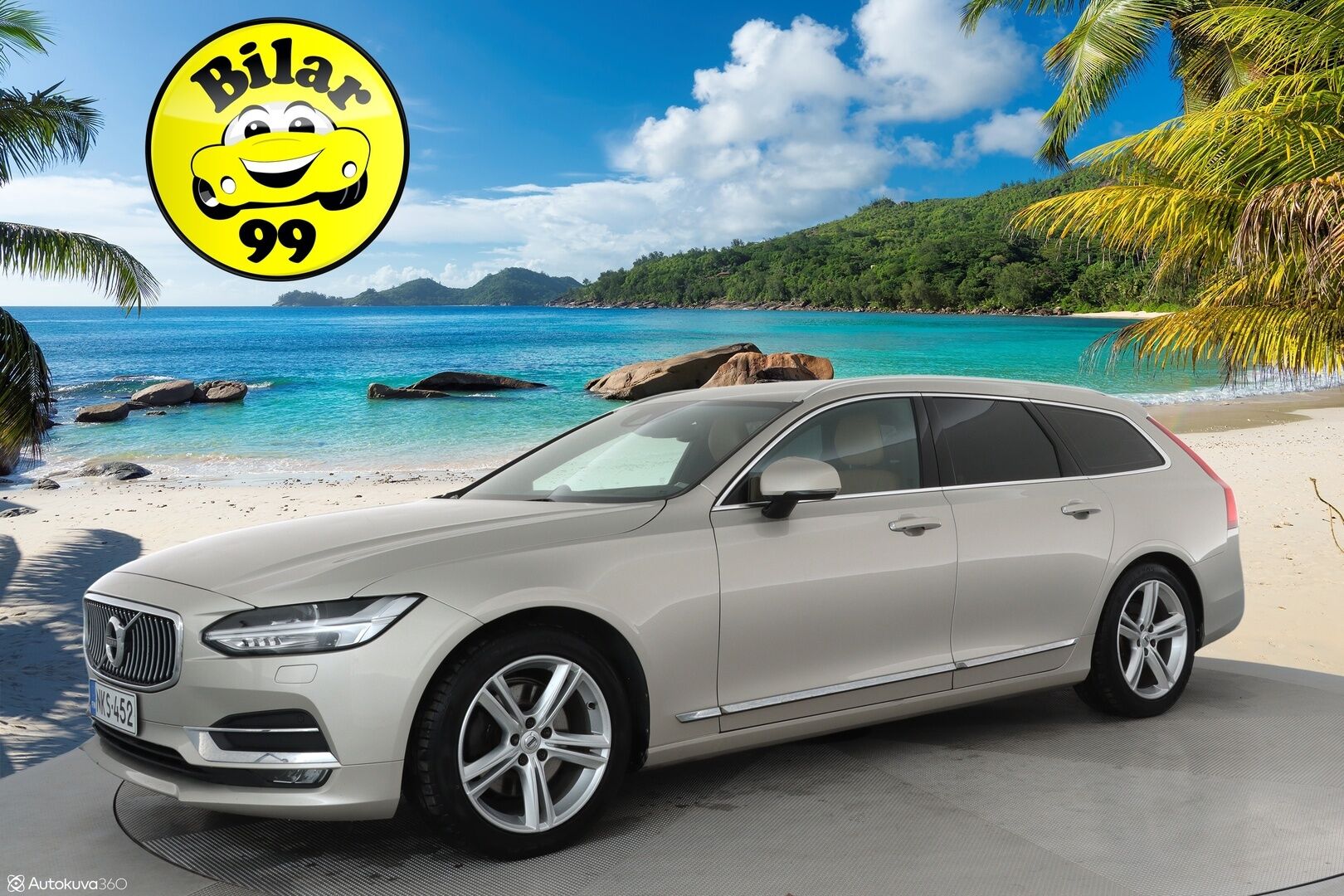 Volvo V90 2017 D4 AWD Inscription aut **Bowers&Wilkins / Webasto / Koukku / Adapt.Vakkari / Sporttipenkki Muistilla / LED-valot** - Bowers&Wilkins / P.Tutka / Kaistavahti / Vaalean-Ruskea Nahkaverhoilu / KeylessGO / 2x Renkaat / 
