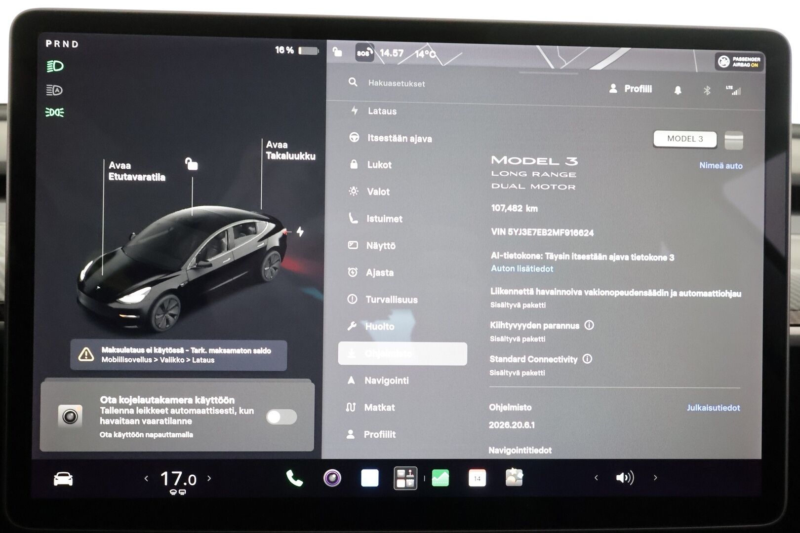 Tesla Model 3 2021 Long Range - | ACC | Refresh | Lasikatto | Premium Audio | Matrix | Sähkönahat | Muistipenkki | P.kamera | Oikeat p.tutkat | Autosteer | Keyless | 