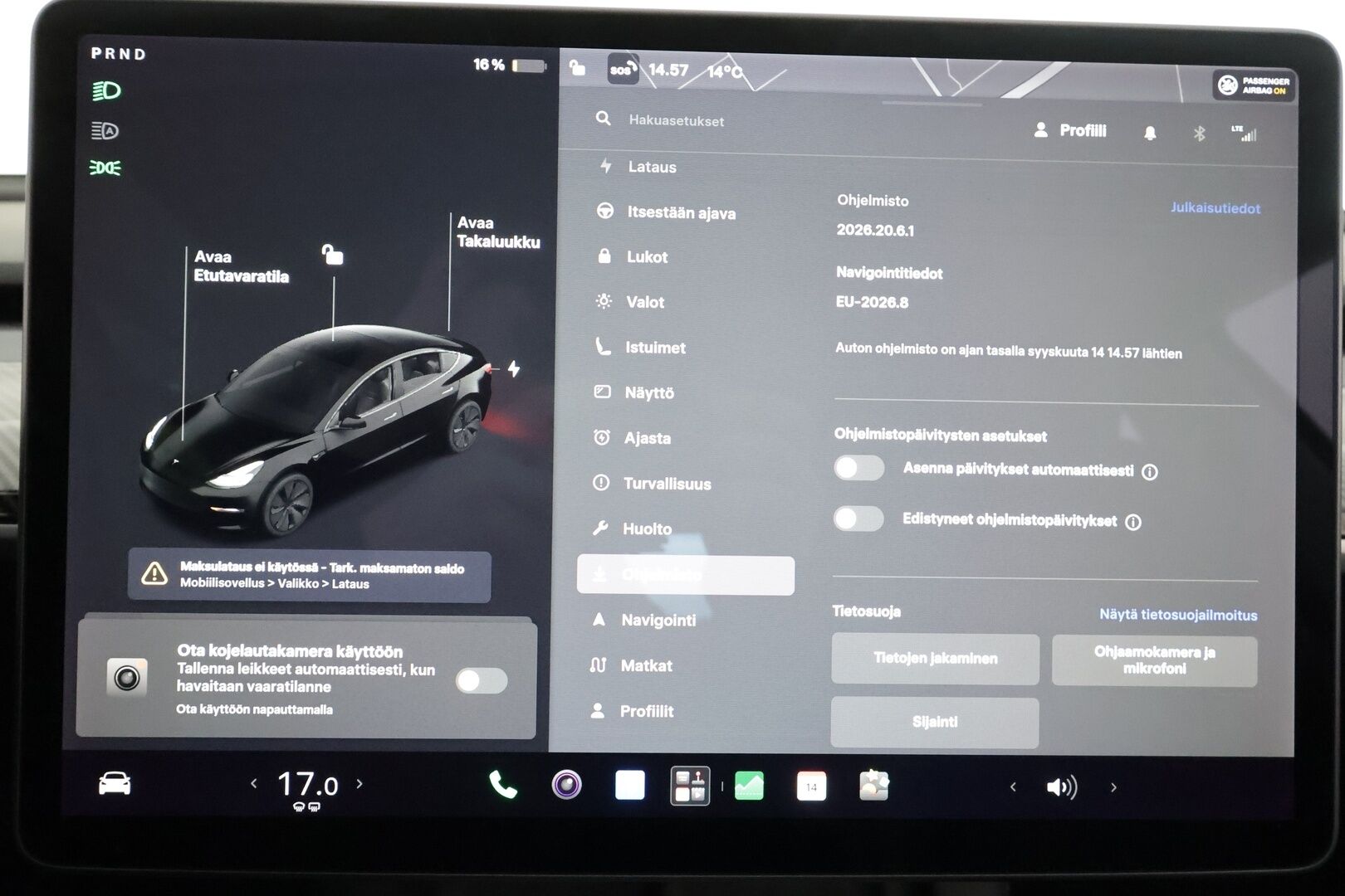 Tesla Model 3 2021 Long Range - | ACC | Refresh | Lasikatto | Premium Audio | Matrix | Sähkönahat | Muistipenkki | P.kamera | Oikeat p.tutkat | Autosteer | Keyless | 