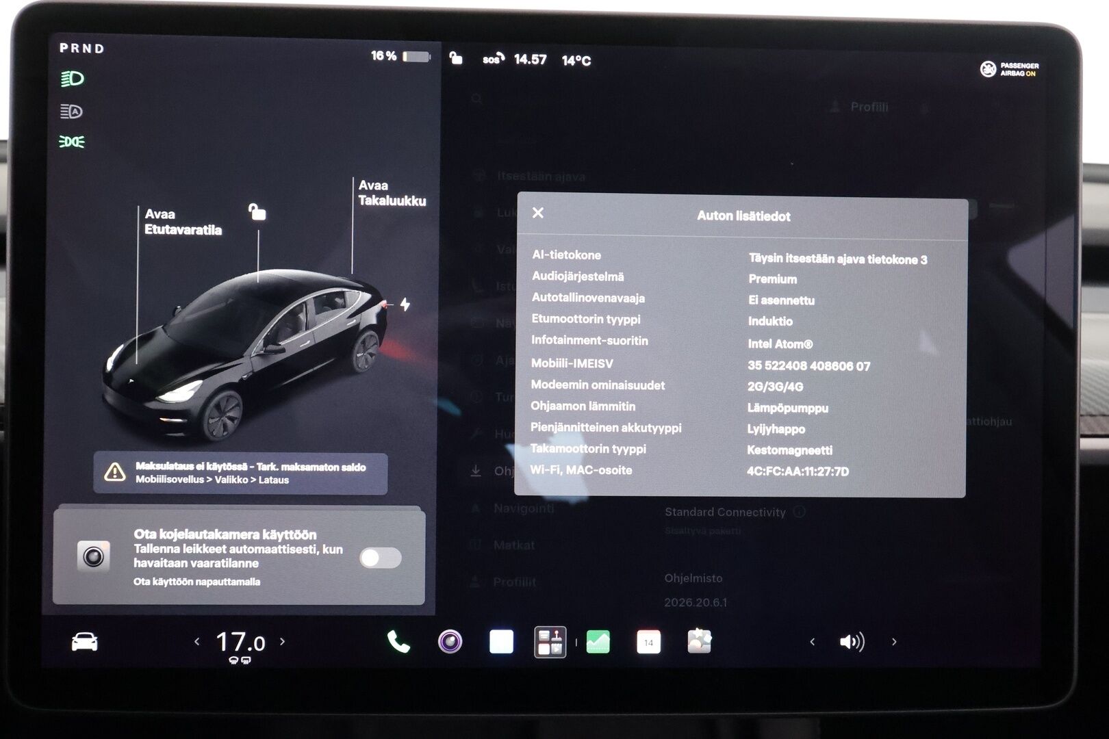 Tesla Model 3 2021 Long Range - | ACC | Refresh | Lasikatto | Premium Audio | Matrix | Sähkönahat | Muistipenkki | P.kamera | Oikeat p.tutkat | Autosteer | Keyless | 