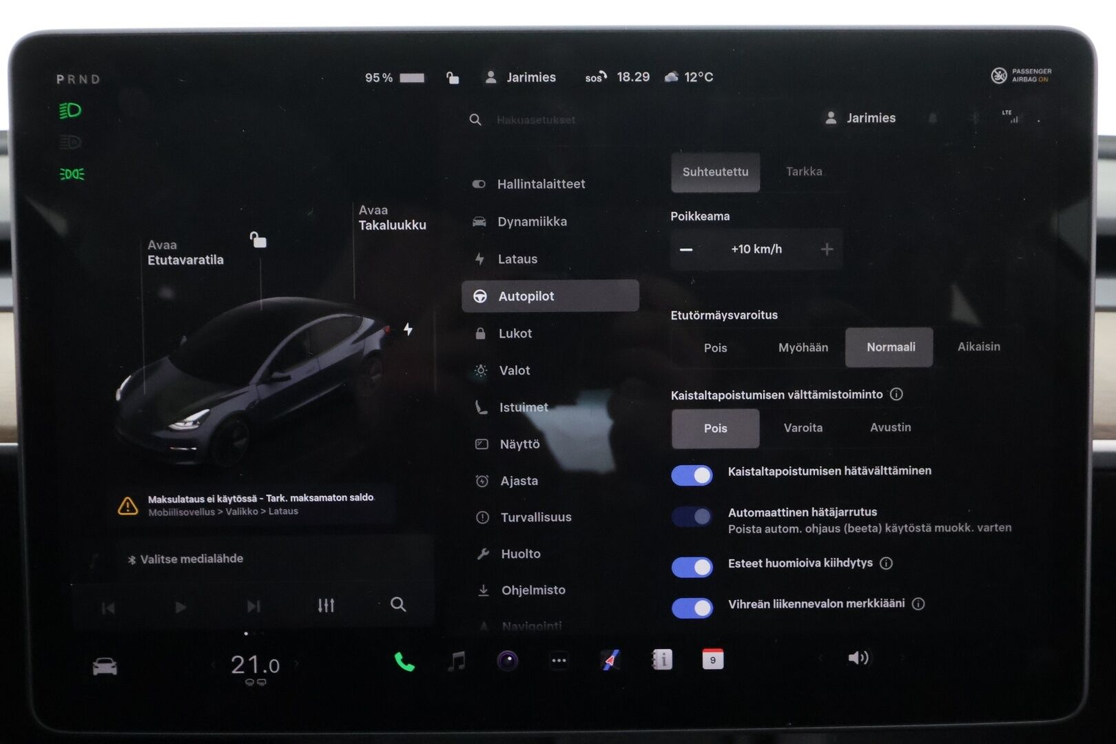 Tesla Model 3 2022 RWD * ILP / ACC / Lasikatto / Premium Speakers / P.Kamera / Matrix-LED / Muistipenkki / Kaistavahti * - Suomi-auto / Akku kuntotarkastettu / 2x Latauskaapelit / Kahdet renkaat aluvanteilla