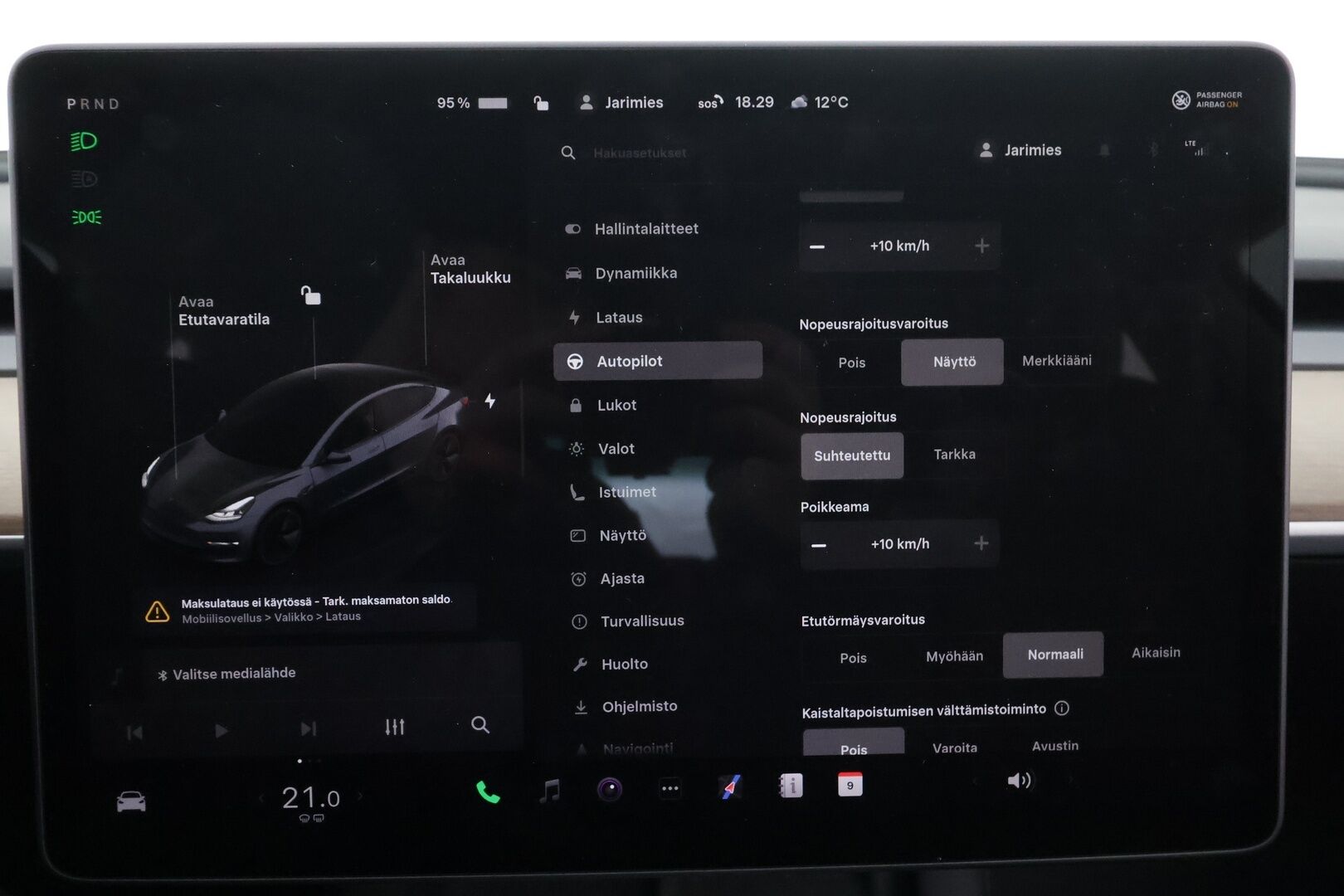 Tesla Model 3 2022 RWD * ILP / ACC / Lasikatto / Premium Speakers / P.Kamera / Matrix-LED / Muistipenkki / Kaistavahti * - Suomi-auto / Akku kuntotarkastettu / 2x Latauskaapelit / Kahdet renkaat aluvanteilla