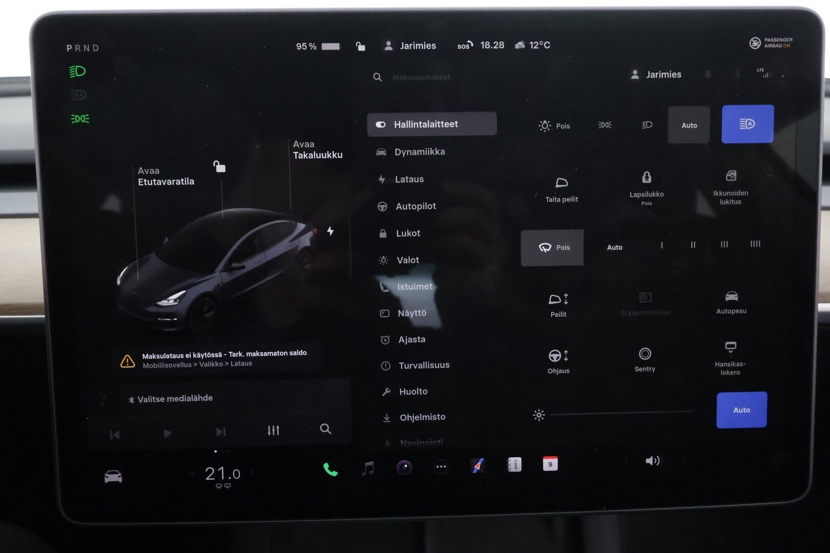 Tesla Model 3 2022 RWD * ILP / ACC / Lasikatto / Premium Speakers / P.Kamera / Matrix-LED / Muistipenkki / Kaistavahti * - Suomi-auto / Akku kuntotarkastettu / 2x Latauskaapelit / Kahdet renkaat aluvanteilla