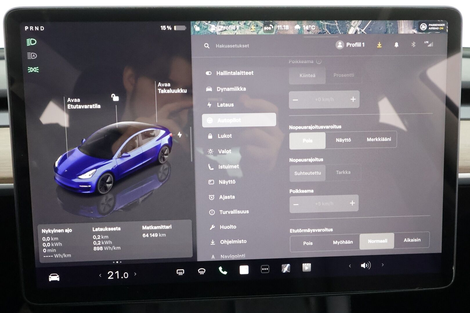 Tesla Model 3 2022 RWD * ILP / ACC / Lasikatto / Matrix-LED / P.Kamera / Muistipenkki / Premium Speakers / Navi / Kaistavahti / Keyless * - 1-om Suomi-auto - Osta nyt, maksa vasta ensi vuonna