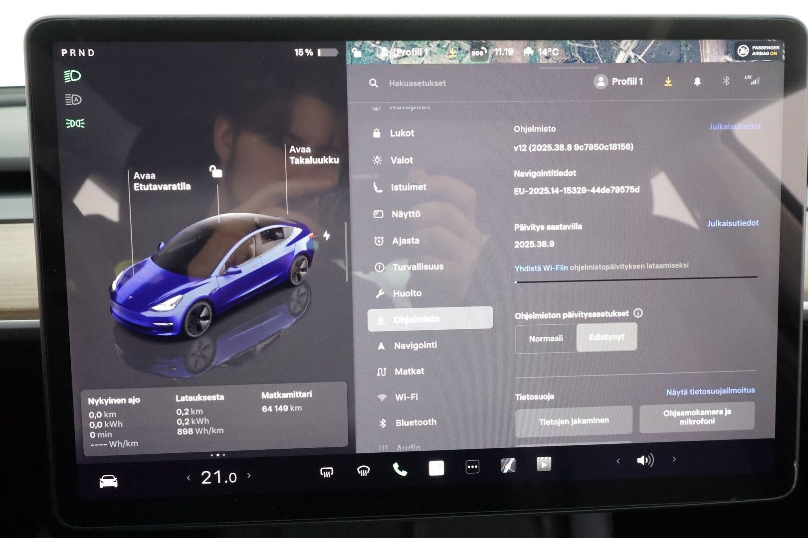 Tesla Model 3 2022 RWD * ILP / ACC / Lasikatto / Matrix-LED / P.Kamera / Muistipenkki / Premium Speakers / Navi / Kaistavahti / Keyless * - 1-om Suomi-auto - Osta nyt, maksa vasta ensi vuonna