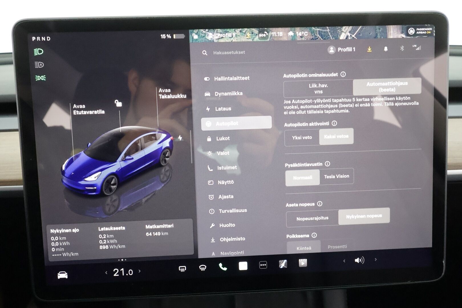 Tesla Model 3 2022 RWD * ILP / ACC / Lasikatto / Matrix-LED / P.Kamera / Muistipenkki / Premium Speakers / Navi / Kaistavahti / Keyless * - 1-om Suomi-auto - Osta nyt, maksa vasta ensi vuonna