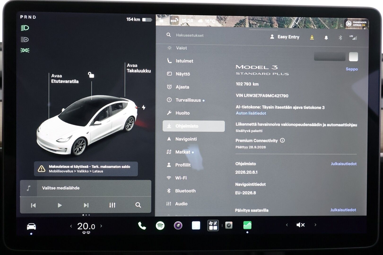 Tesla Model 3 2021 Standard Range Plus - | ACC | Refresh | ILP | Matrix | Lasikatto | Sähkönahat | Muistipenkki | P.kamera ja tutkat | Autosteer | Lämm. ratti | 2x renkaat aluineen | 
