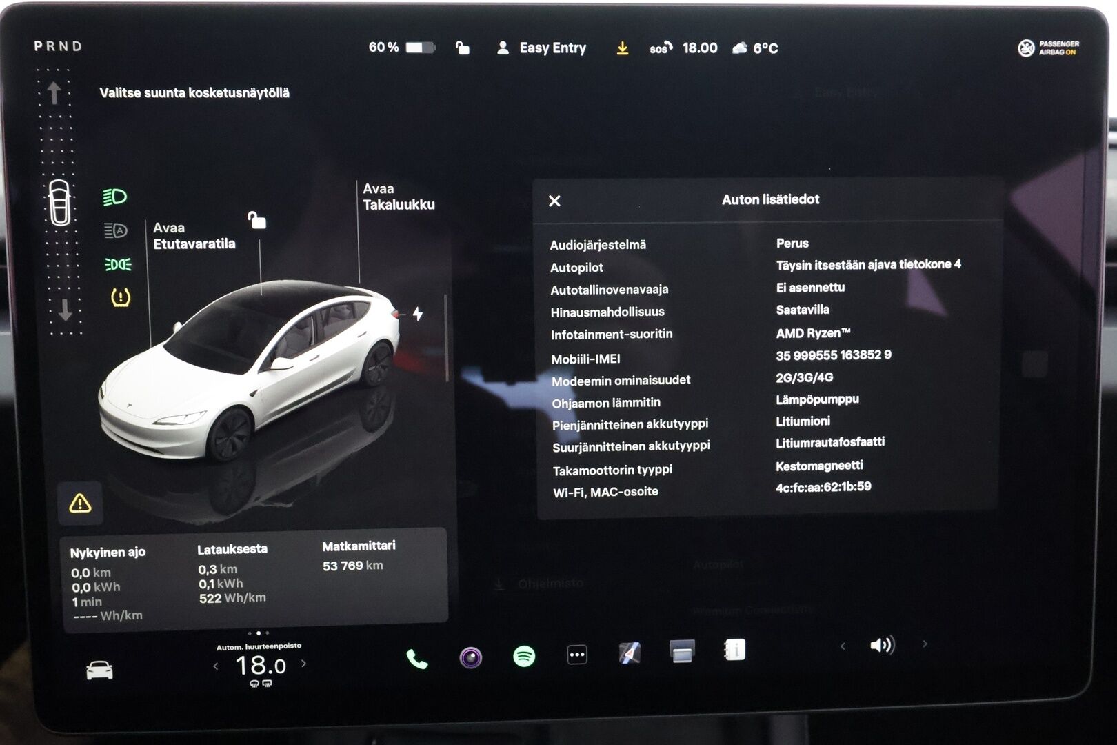 Tesla Model 3 2024 Standard Range Plus * Koukku / Lasikatto / Matrix LED / Viihdenäyttö / Nahat / ILP / P.kamera / Facelift * - Suomi-auto / Kahdet renkaat aluvanteilla