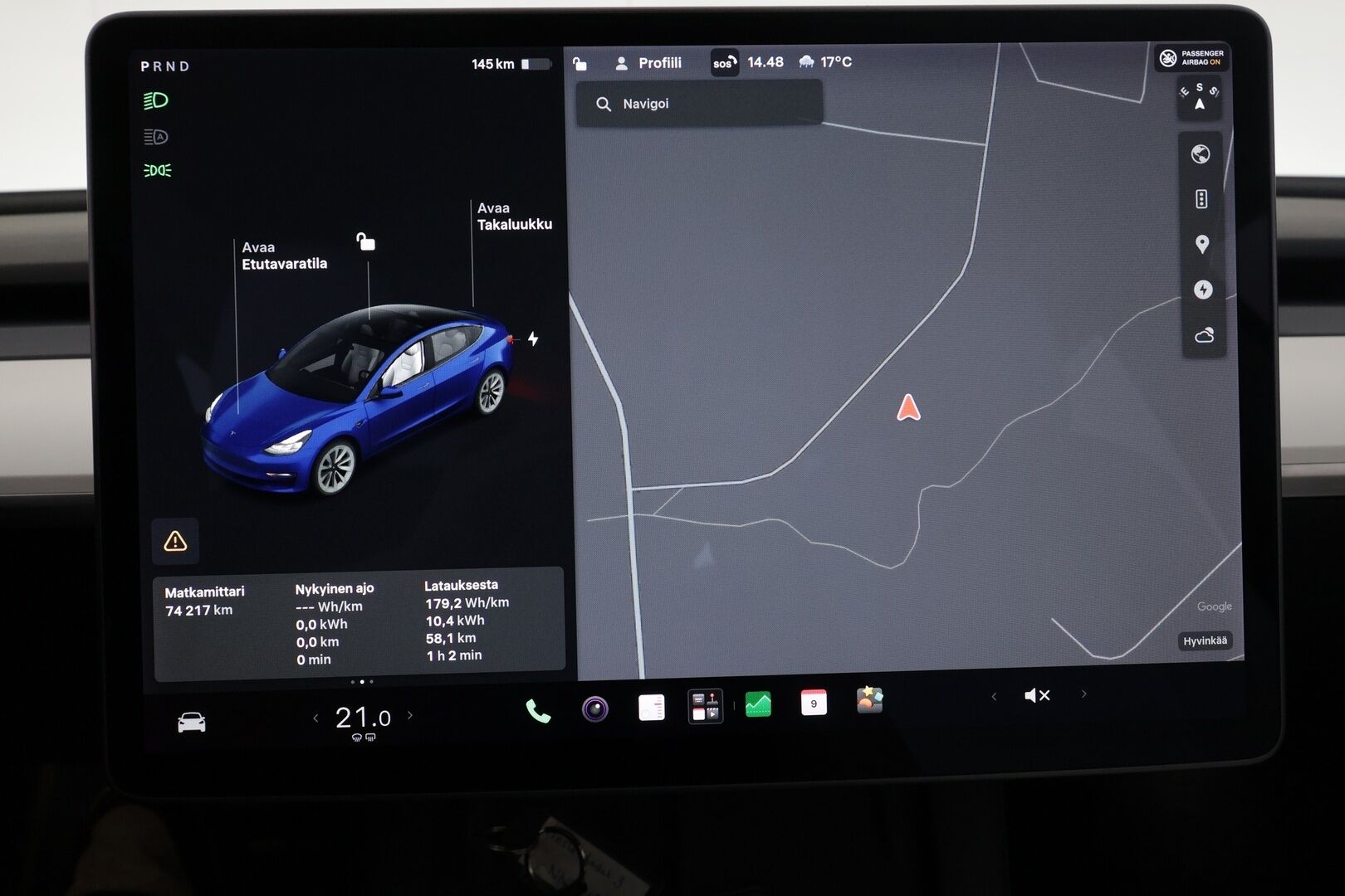 Tesla Model 3 2021 Long Range - | ACC | ILP | Koukku | Valkoiset nahat | Matrix | Premium Audio | Lasikatto | Muistipenkki | P.kamera | Lämm. ratti | 2x renkaat aluin | 