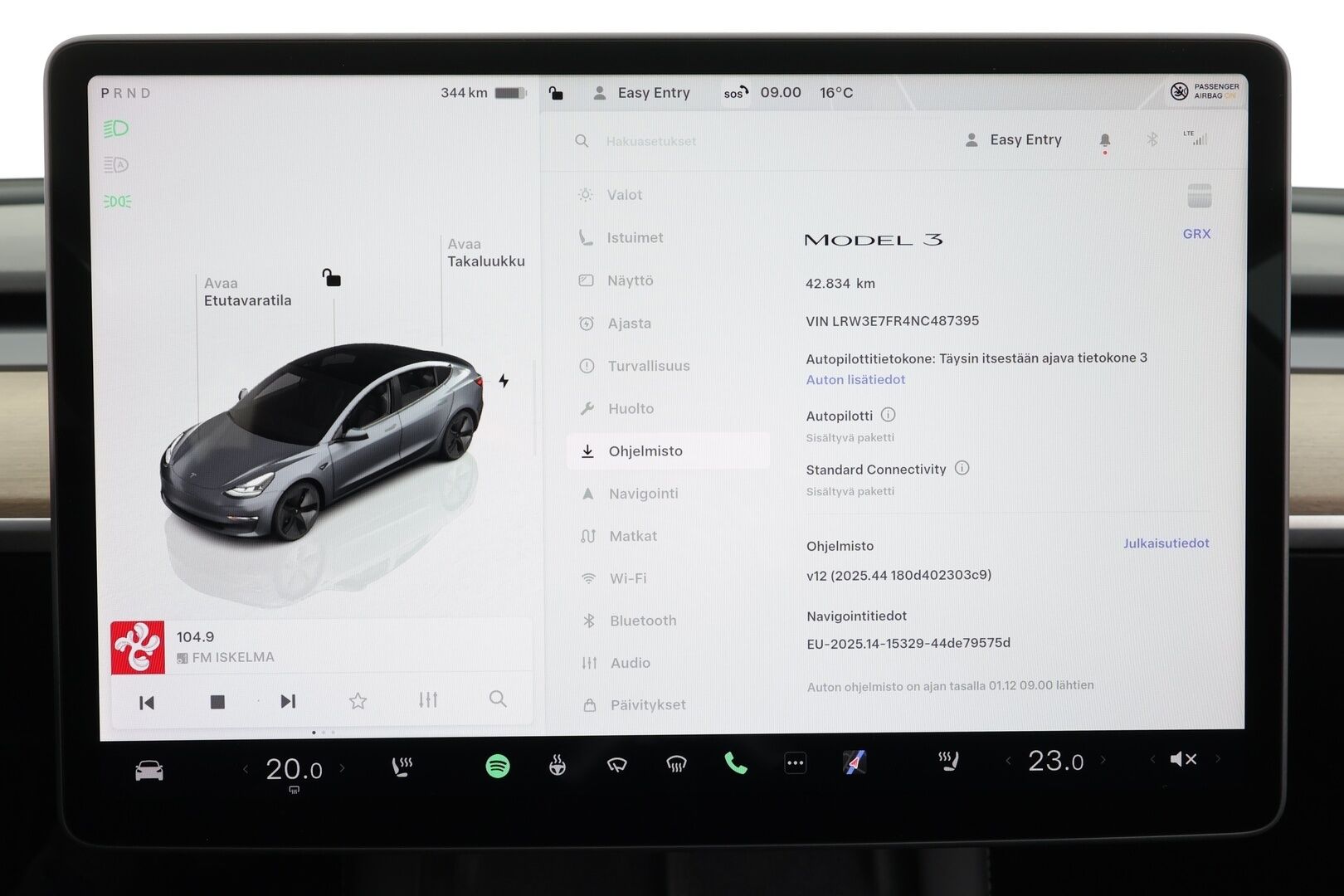 Tesla Model 3 2022 Standard Range Plus * Lasikatto / ILP / ACC / Matrix-LED / Muistipenkki / P.Kamera / Navi / Kaistavahti / Keyless * - 2x Latauskaapelit - HULLU BLACKWEEK KORKOTARJOUS 2,49%