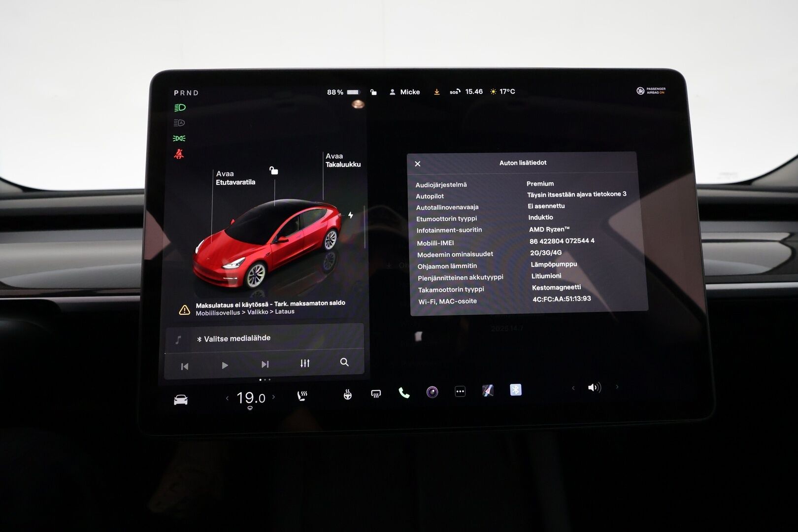 TESLA MODEL 3 2022 Performance *ILP / Lasikatto / Acc / Matrix-LED / Muistipenkki / Kamera / Nav / Kaistavahti / Premium Audio / Nahkaverhoilu / Keyless* - 3,99 % KORKOTARJOUS TÄHÄN AUTOON - 31.5. ASTI! - ALV-vähennyskelpoinen / Siistikuntoinen / Koti- ja Kauppakeskus laturit