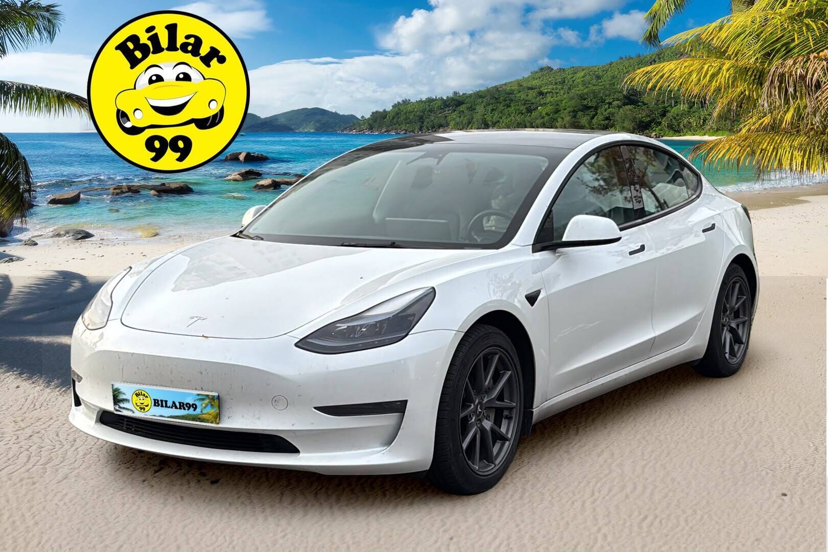 Tesla Model 3 2023 Long Range - Premium Audio | Adapt.LED | Lämpöpumppu | Panoraamalasikatto | AMD Ryzen | Vetokoukku | Avaimeton käyttö | 2 x renkaat vanteineen