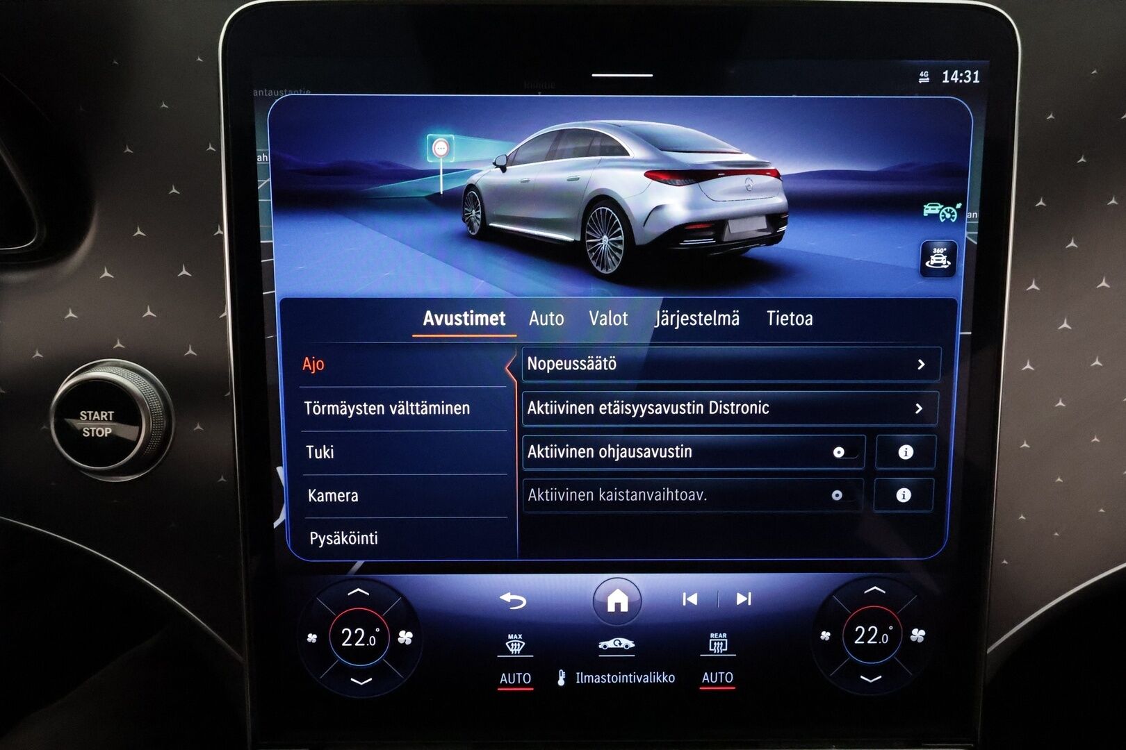 MERCEDES-BENZ EQE 2022 350+ Avantgarde *360° / Koukku / ACC / Digital Light / Burmester / Muistipenkit / Navi / Kaistavahti* - 3,99 % KORKOTARJOUS TÄHÄN AUTOON - Merkkihuollettu / Viimeisin huolto 69tkm / Kahdet MB alumiinivanteet / Supervarusteet