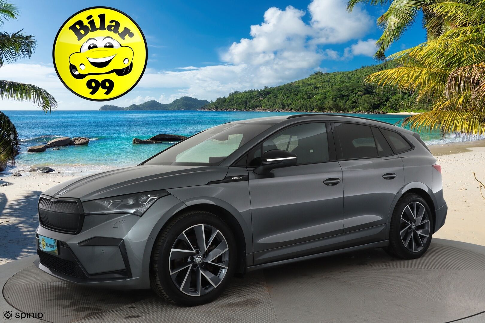 SKODA ENYAQ 2022 80 iV Sportline ** Muistipenkki / Matrix LED / Lämpöpumppu / Adapt.vakkari / Koukku / P.kamera / Sporttipenkit / Navi** - 3,99 % KORKOTARJOUS TÄHÄN AUTOON - Akku kuntotarkastettu! / KeylessGo / Merkkihuollettu / Nahka-Alcantara